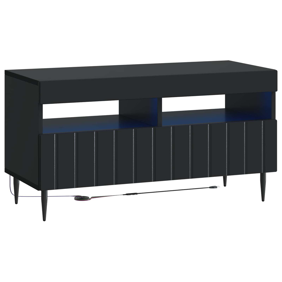 3-dijelni LED TV kabinet ZWOLLE Crna Konstruirano drvo