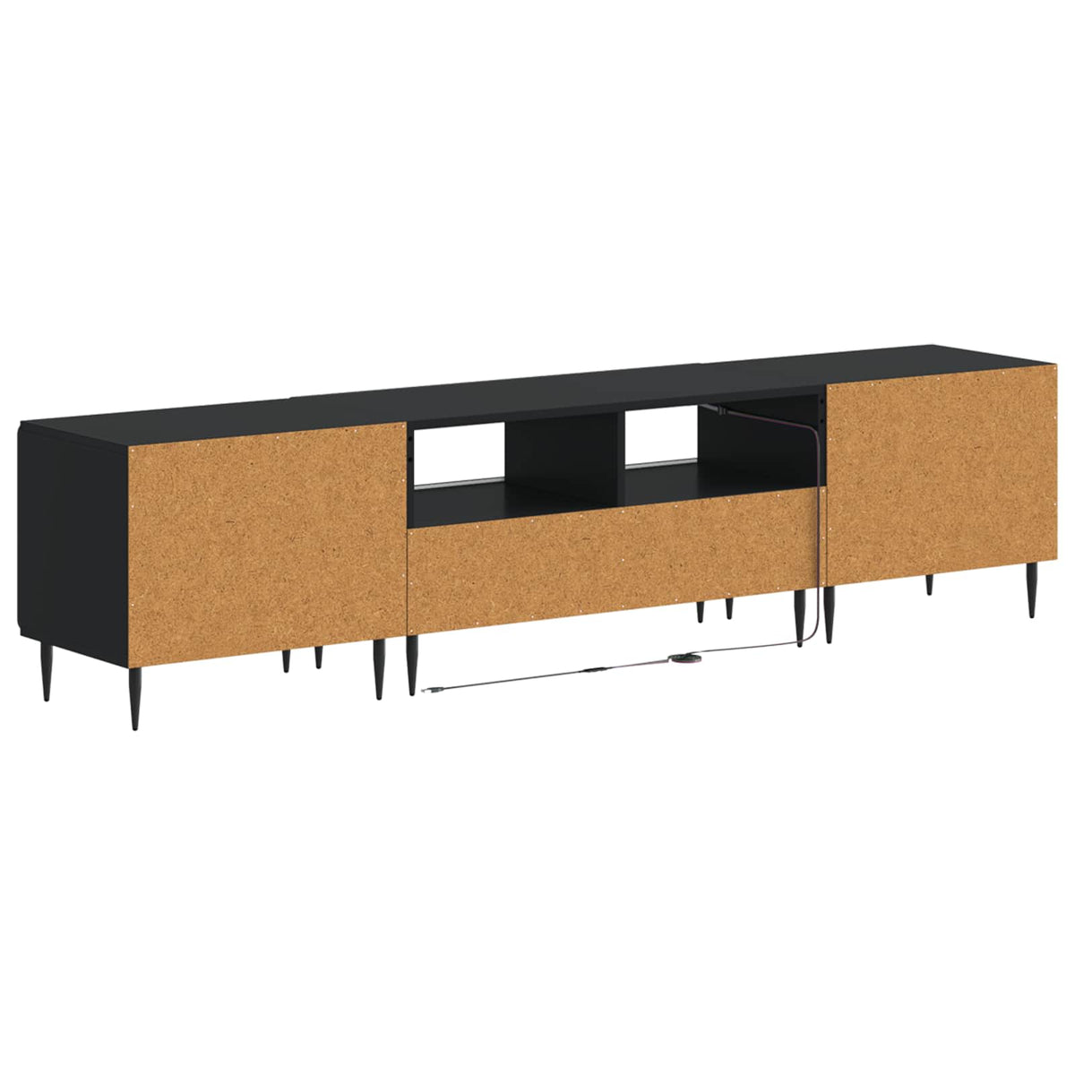 3-dijelni LED TV kabinet ZWOLLE Crna Konstruirano drvo