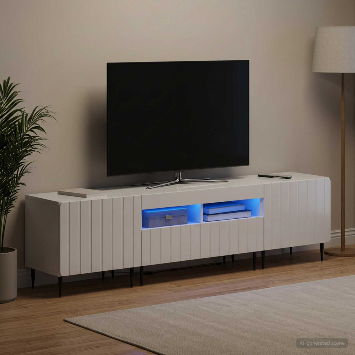 3-dijelni LED TV kabinet ZWOLLE Bijela visokog sjaja