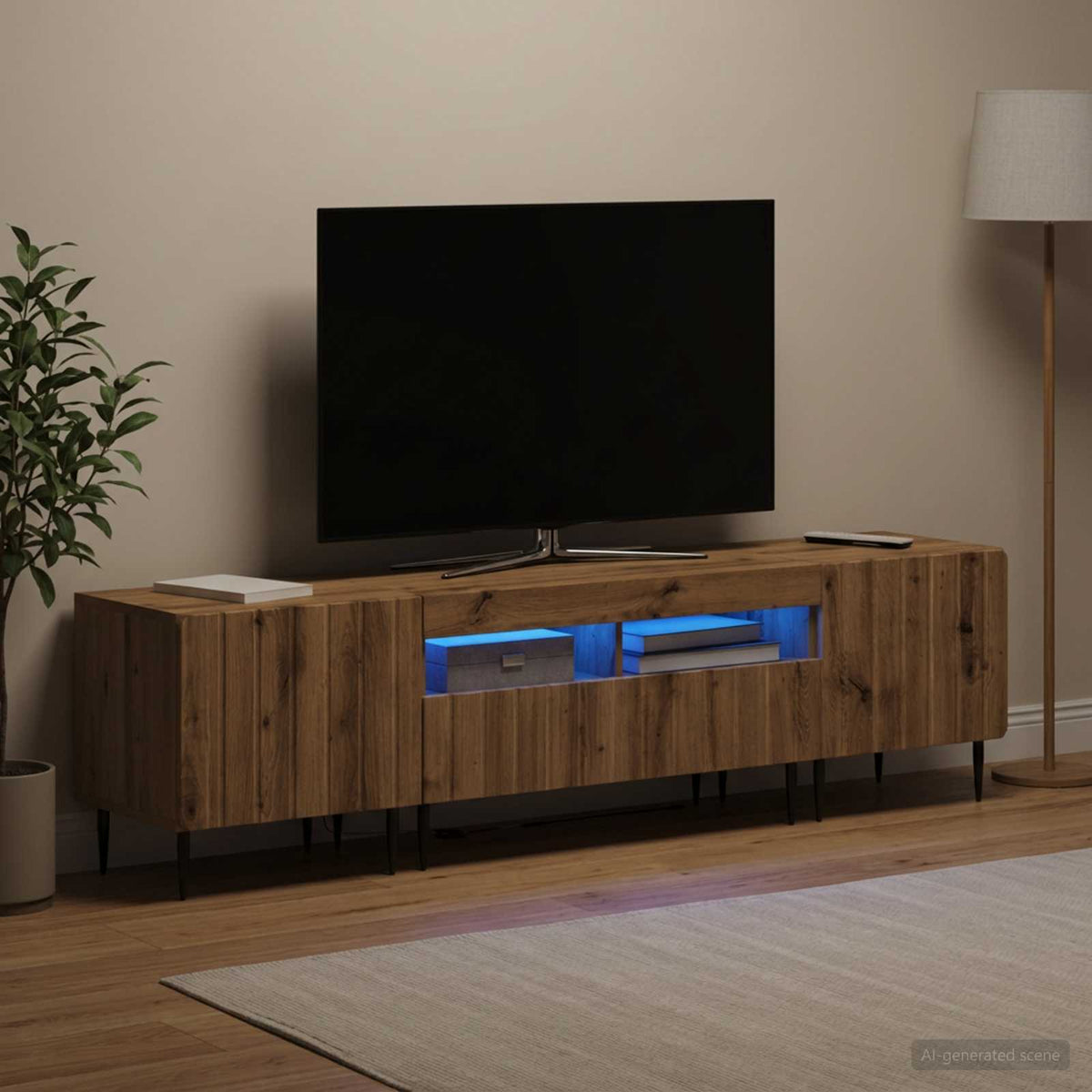 3-dijelni LED TV kabinet ZWOLLE Hrast artisan Konstruirano drvo