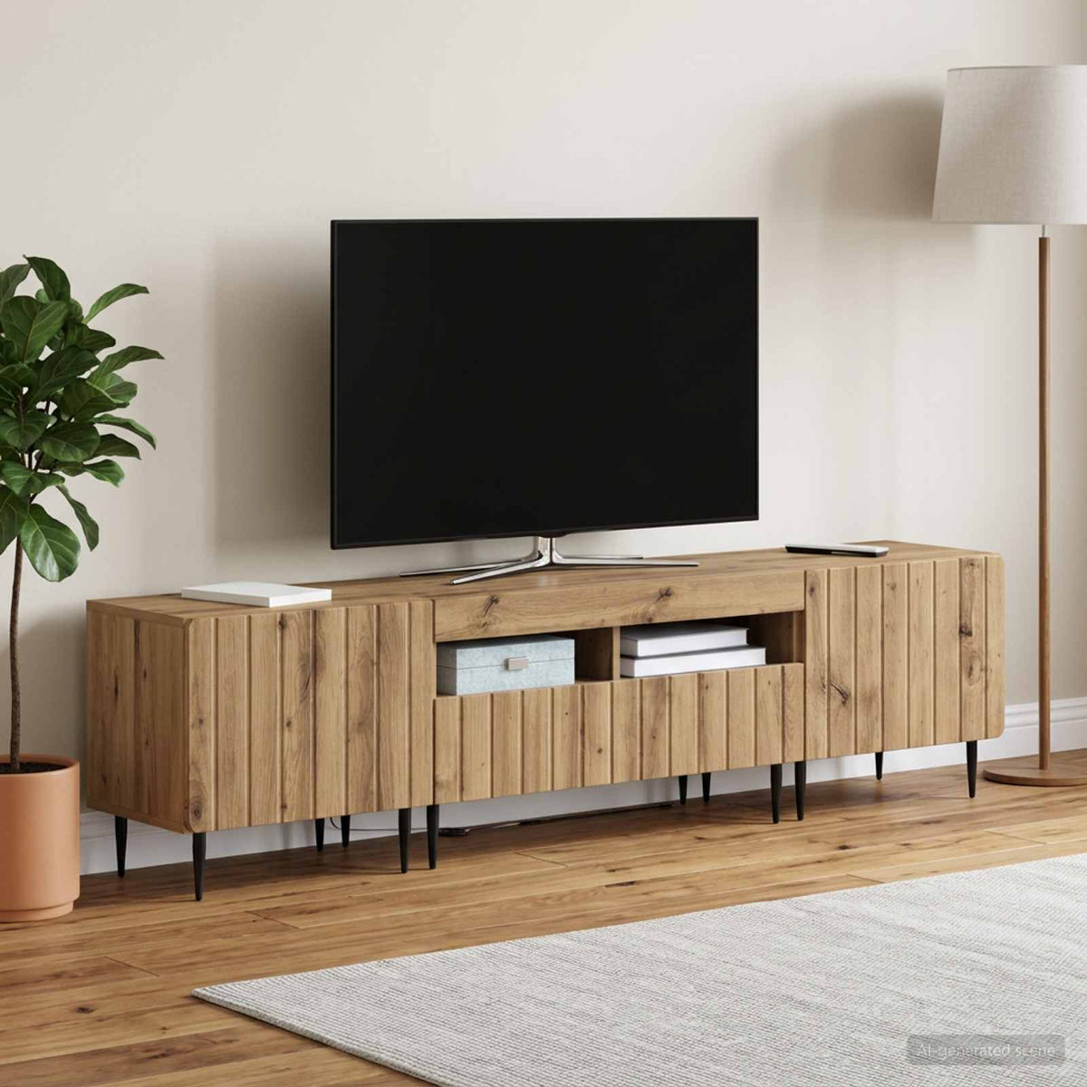 3-dijelni LED TV kabinet ZWOLLE Hrast artisan Konstruirano drvo