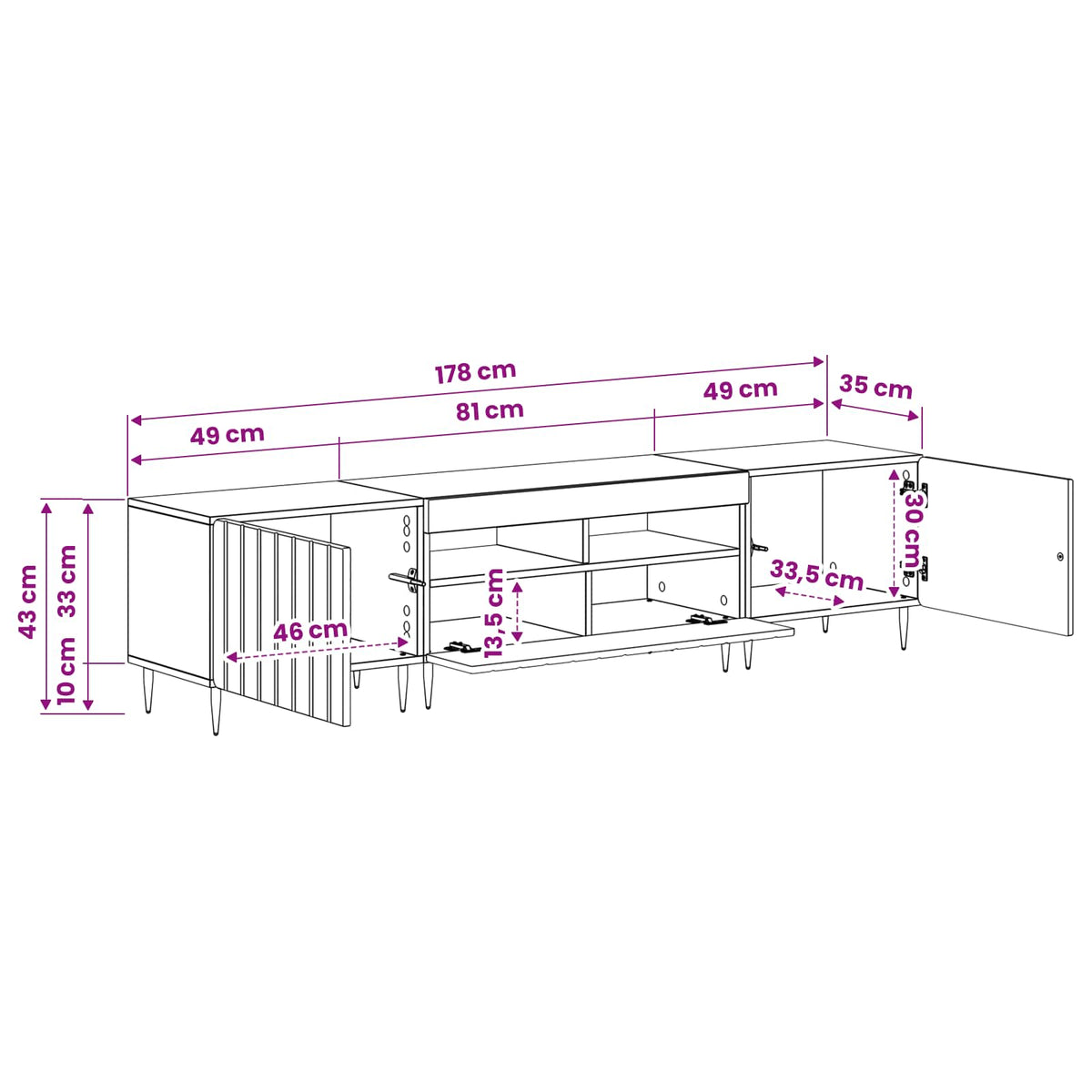 3-dijelni LED TV kabinet ZWOLLE Hrast artisan Konstruirano drvo