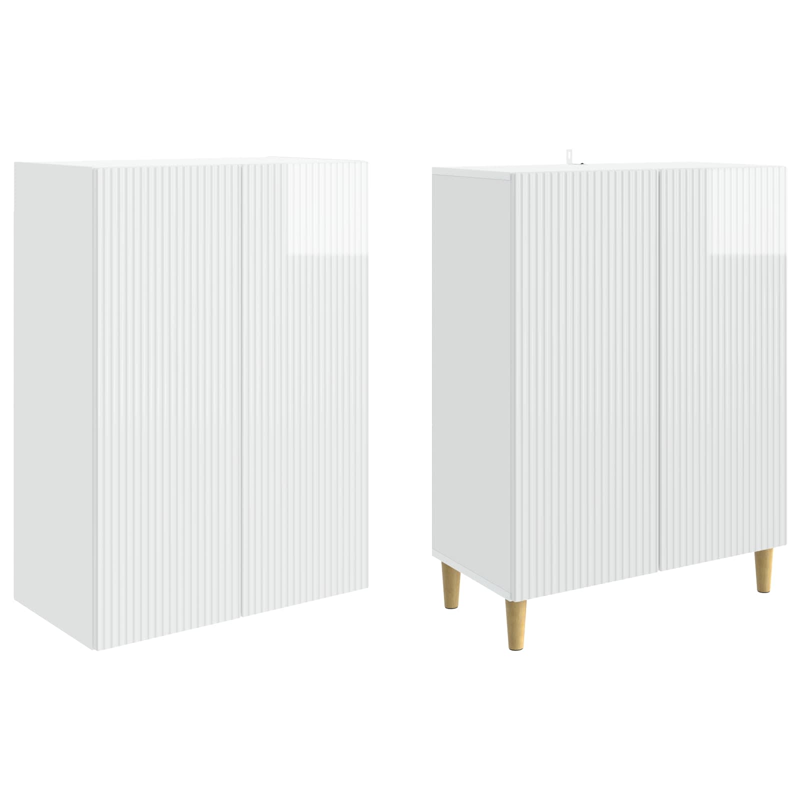 Set ormara 2 pcs Bijela visokog sjaja 66 x 34,5 x 90 cm