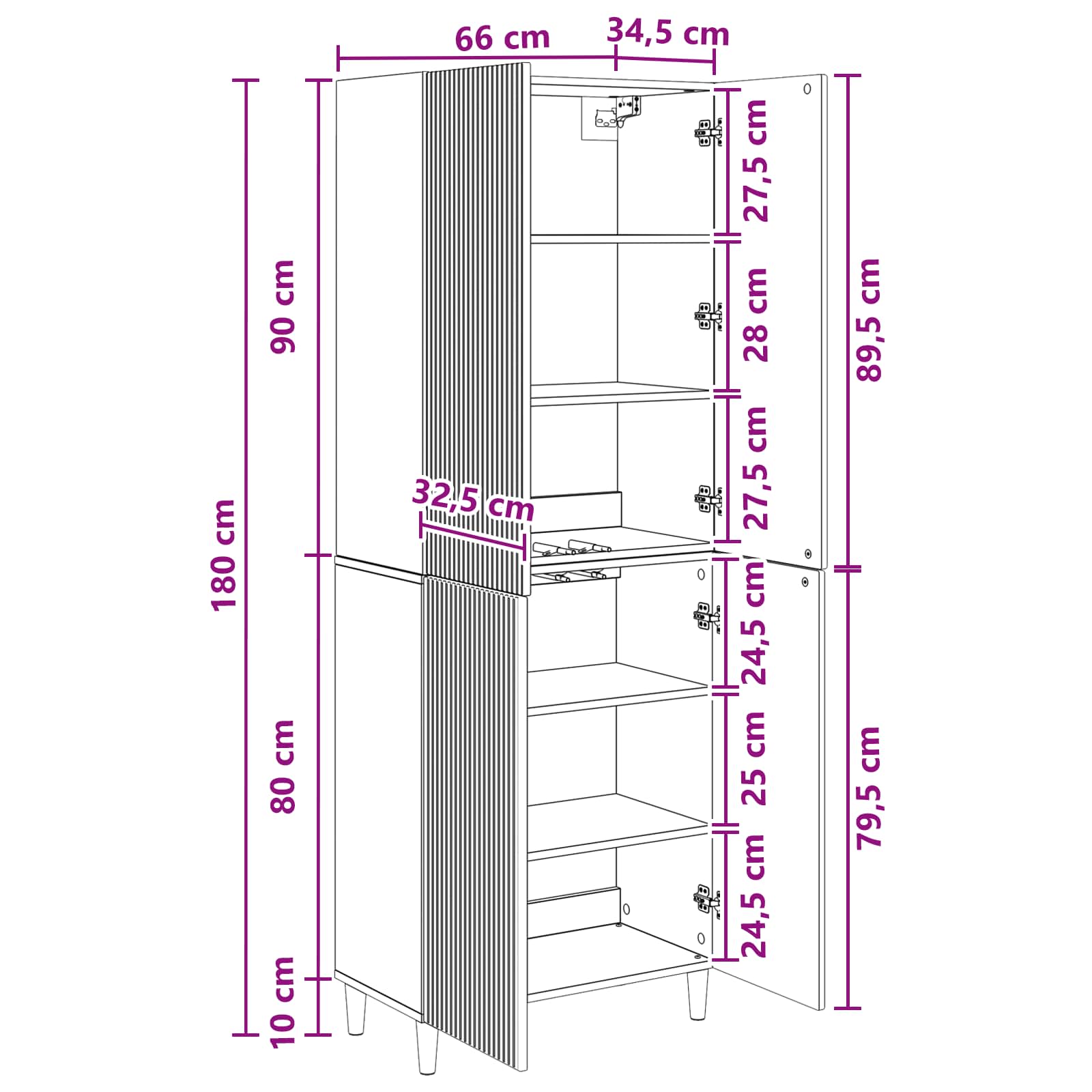 Set ormara 2 pcs Bijela visokog sjaja 66 x 34,5 x 90 cm