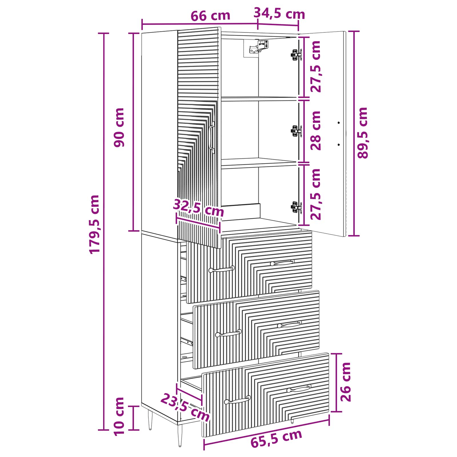 Set ormara 2 pcs Betonska siva 66 x 34,5 x 90 cm