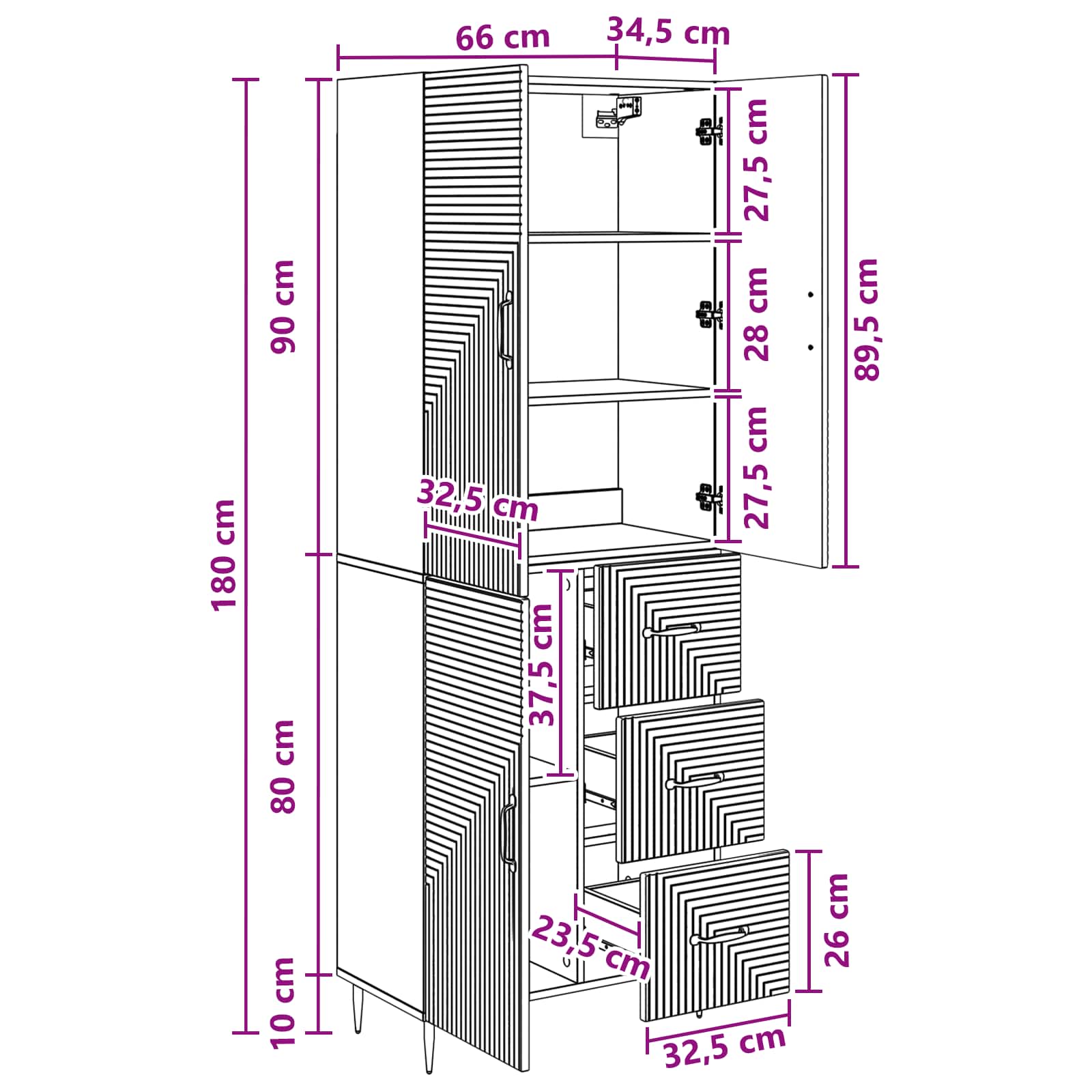 Set ormara 2 pcs Bijela visokog sjaja 66 x 34,5 x 89,5 cm