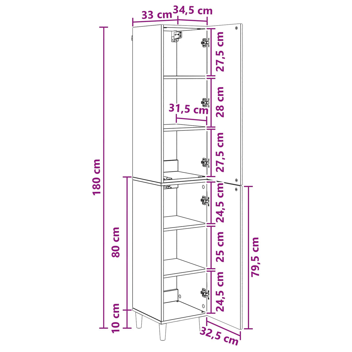Set ormara 2 kom. Dimljeni hrast Konstruirano drvo Smeđa 33 x 34,5 x 90 cm