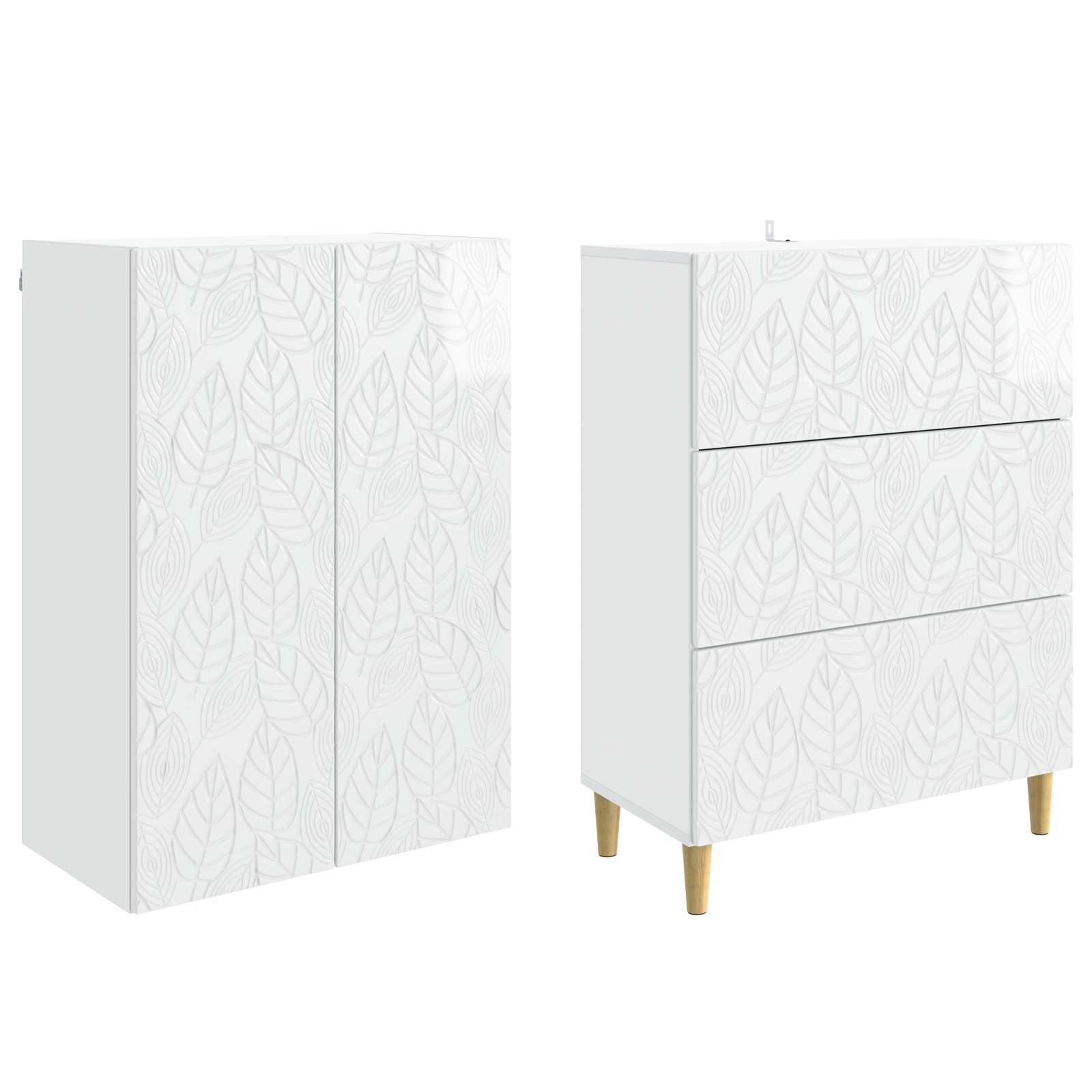 Set ormara 2 pcs Bijela visokog sjaja 66 x 34,5 x 90 cm
