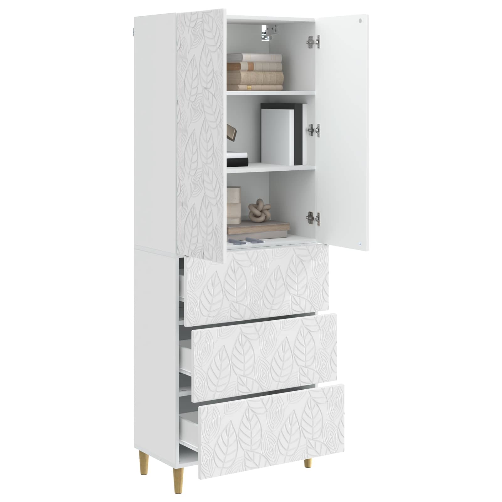Set ormara 2 pcs Bijela visokog sjaja 66 x 34,5 x 90 cm