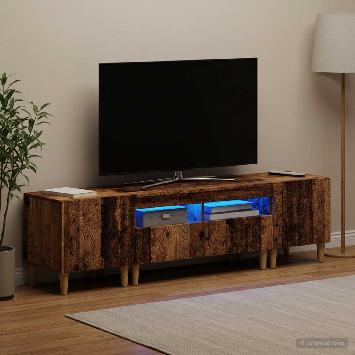 3-dijelni LED TV kabinet DELFT Staro drvo Konstruirano drvo