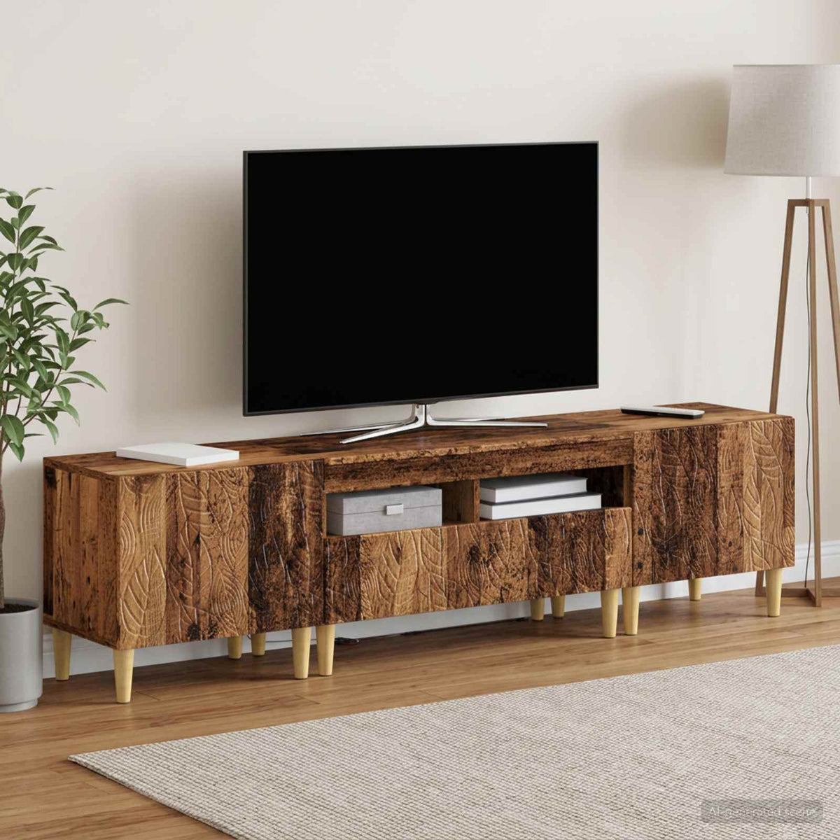 3-dijelni LED TV kabinet DELFT Staro drvo Konstruirano drvo