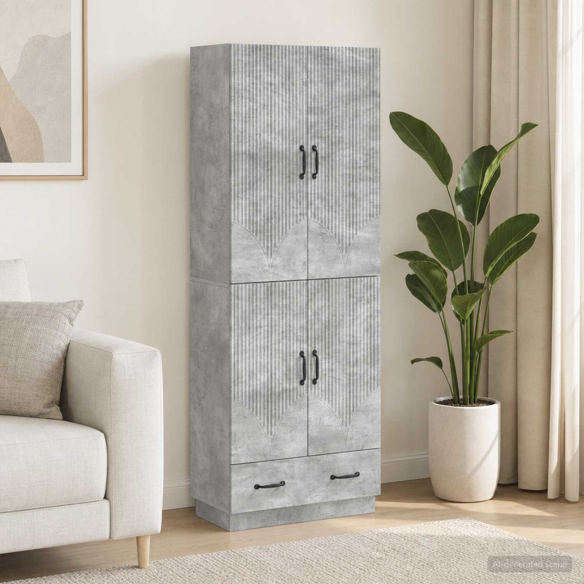 Set ormara 2 kom. Konstruirano drvo Siva 66 x 34,5 x 92 cm