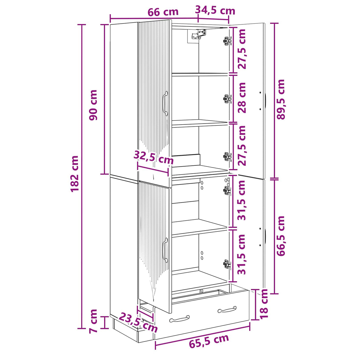 Set ormara 2 kom. Konstruirano drvo Siva 66 x 34,5 x 92 cm