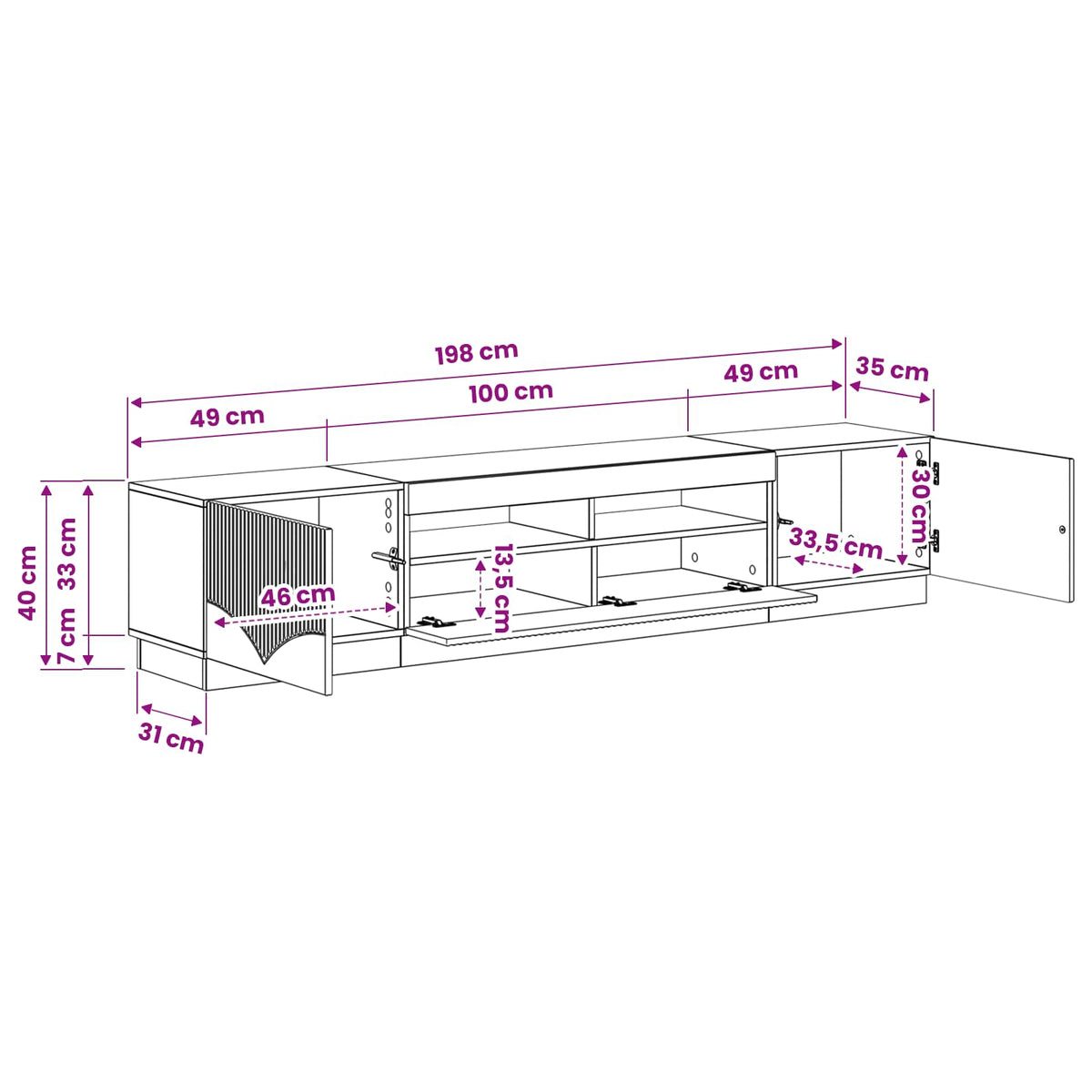 LED TV kabinet HOORN 3 kom. Hrast sonoma Konstruirano drvo Smeđa 100 x 35 x 40 cm