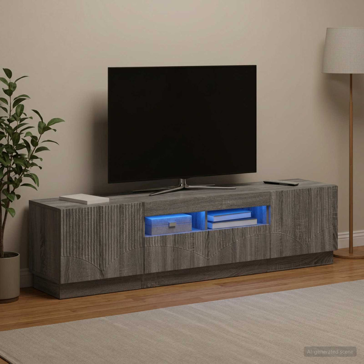 LED TV kabinet HOORN 3 kom. Siva Sonoma Konstruirano drvo 81 x 35 x 40 cm