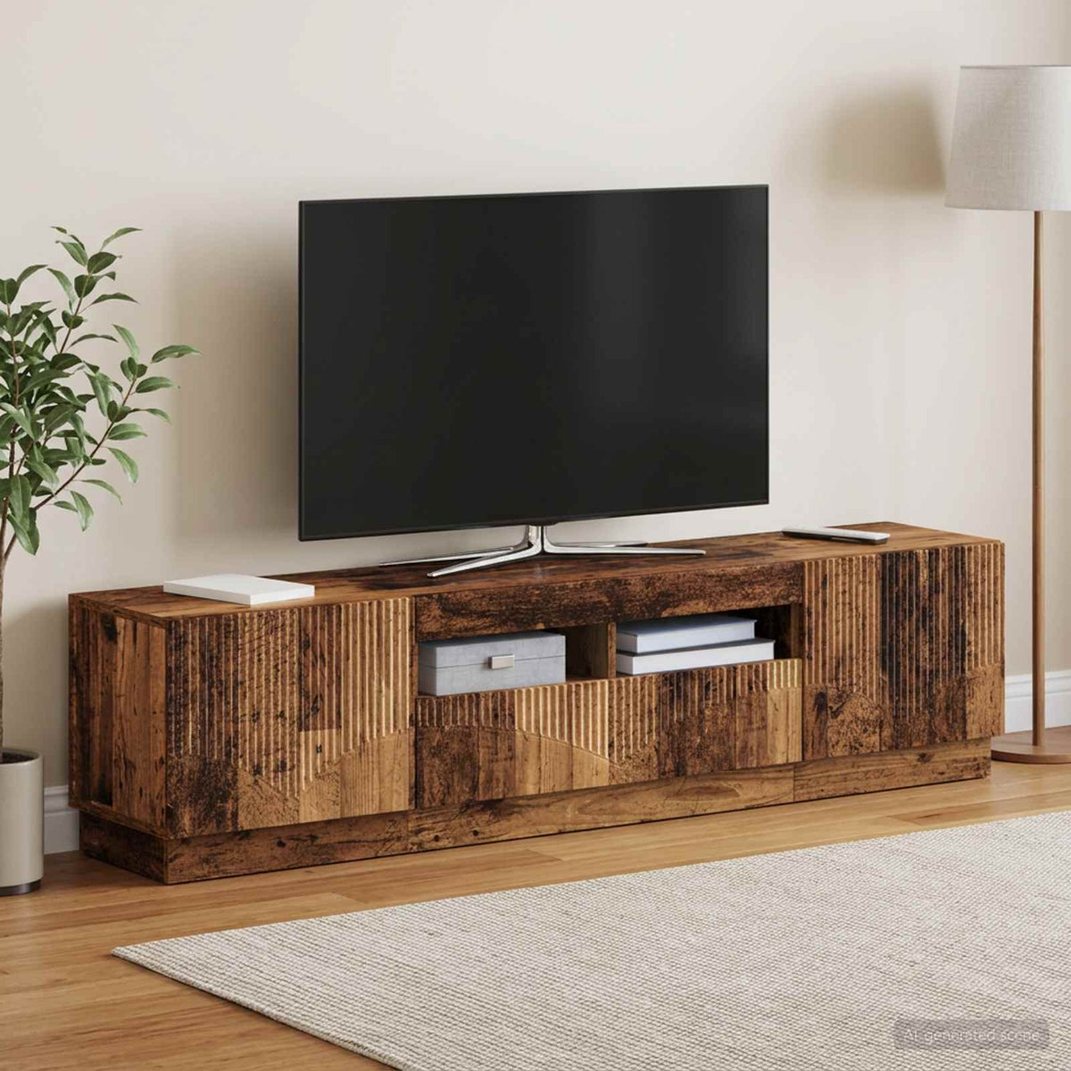 LED TV kabinet HOORN 3 kom. Staro drvo Konstruirano drvo Siva 81 x 35 x 40 cm