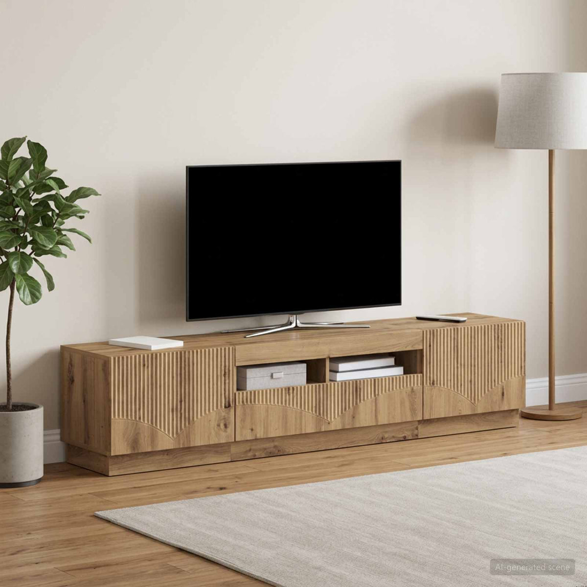 LED TV kabinet HOORN 3 kom. Hrast artisan Konstruirano drvo Siva 81 x 35 x 40 cm