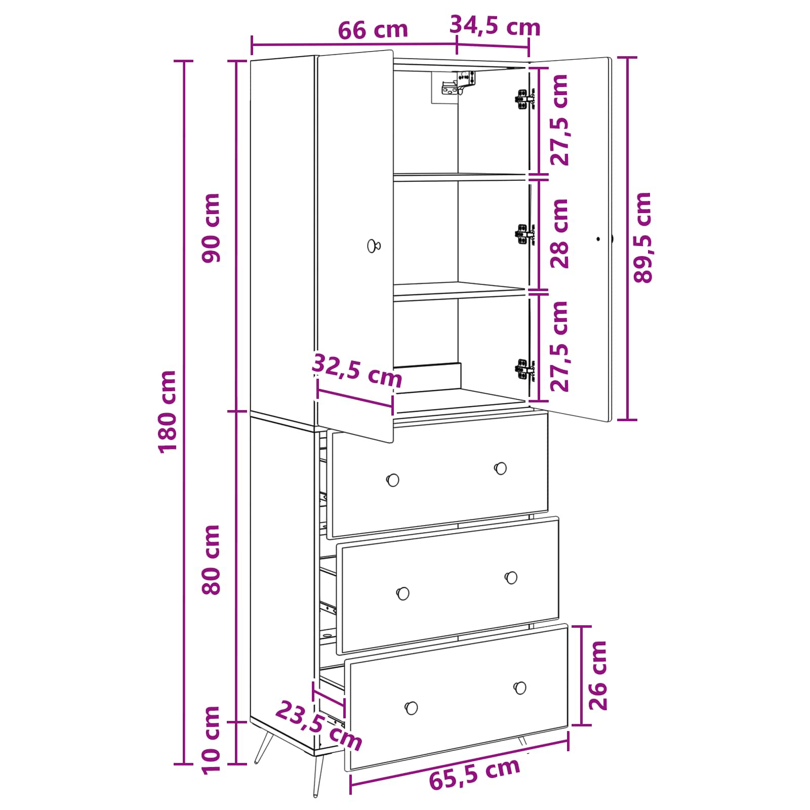 Set ormara 2 pcs Bijela visokog sjaja 66 x 34,5 x 90 cm