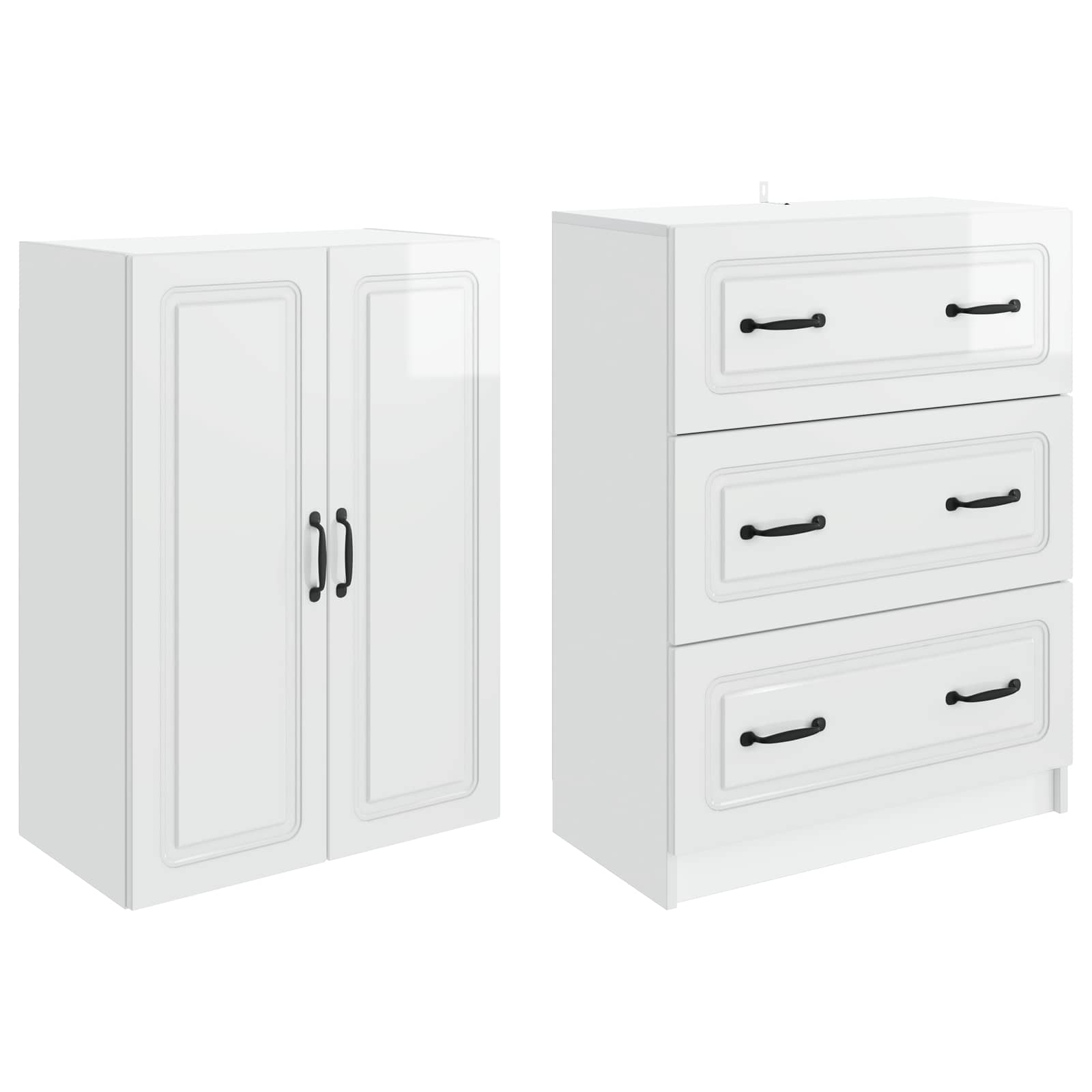 Set ormara 2 pcs Bijela visokog sjaja 66 x 34,5 x 87 cm