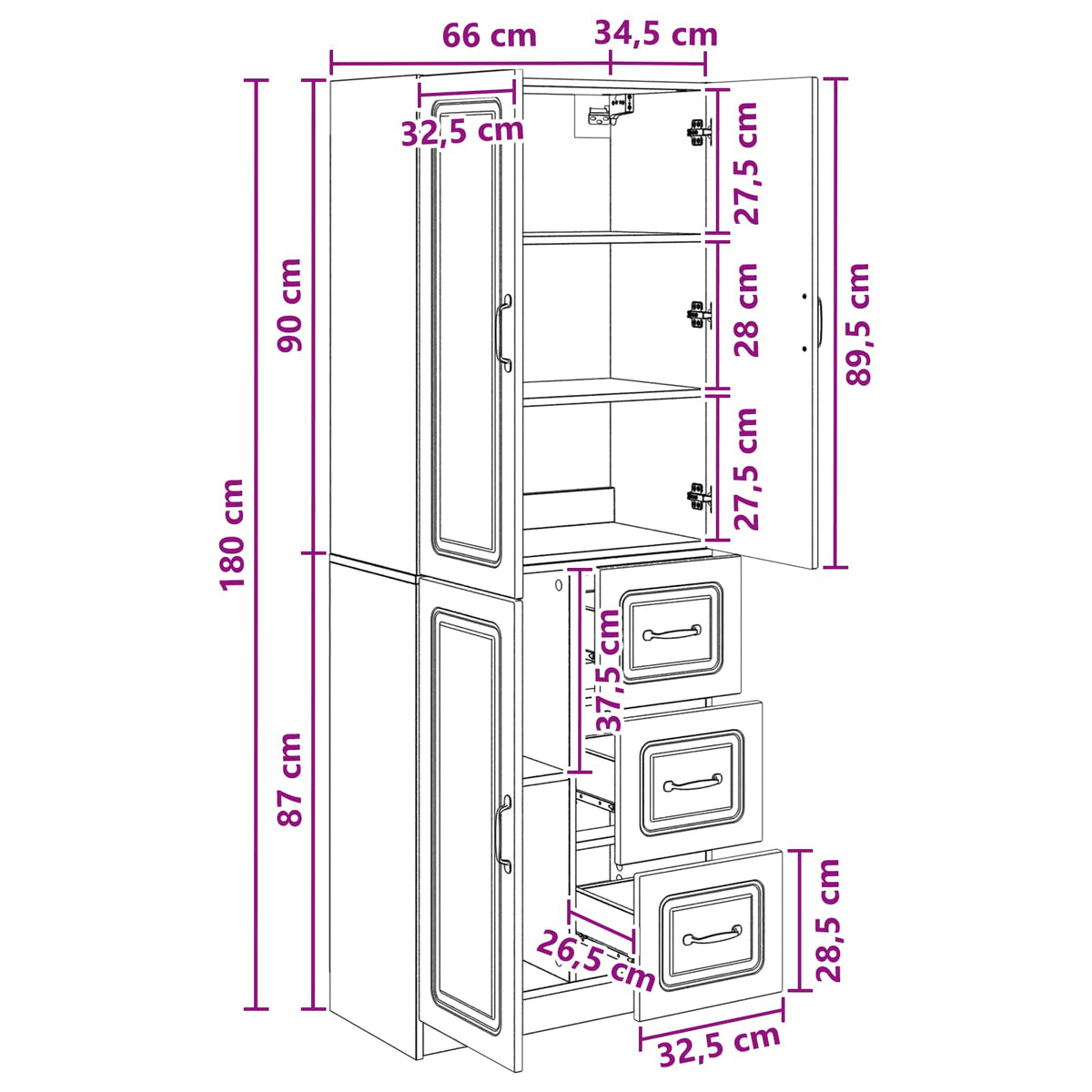 Set ormara 2 kom. Siva Sonoma Konstruirano drvo 66 x 34,5 x 87 cm