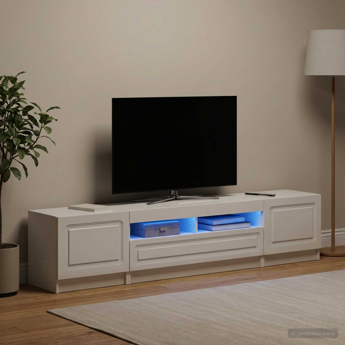 LED TV kabinet UTRECHT 3 kom. Bijela visokog sjaja 100 x 35 x 40 cm