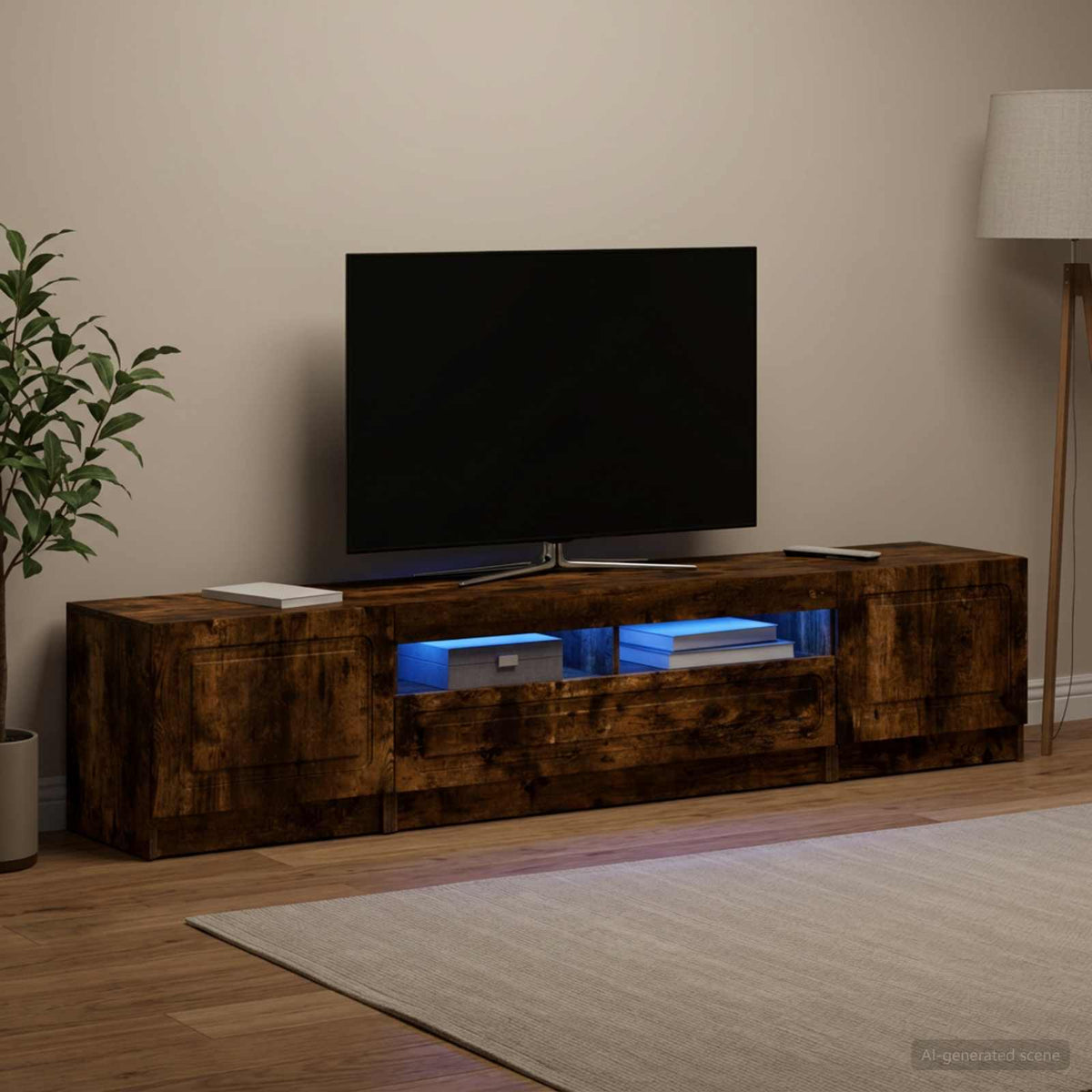 LED TV kabinet UTRECHT 3 kom. Dimljeni hrast Konstruirano drvo Smeđa 100 x 35 x 40 cm