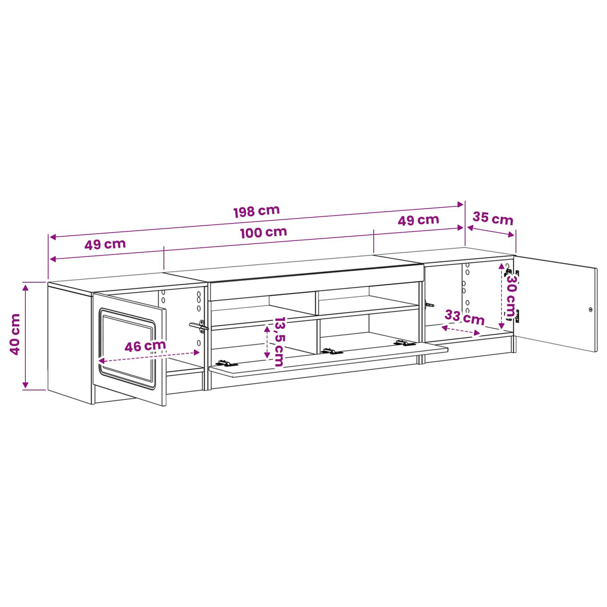 LED TV kabinet UTRECHT 3 kom. Dimljeni hrast Konstruirano drvo Smeđa 100 x 35 x 40 cm