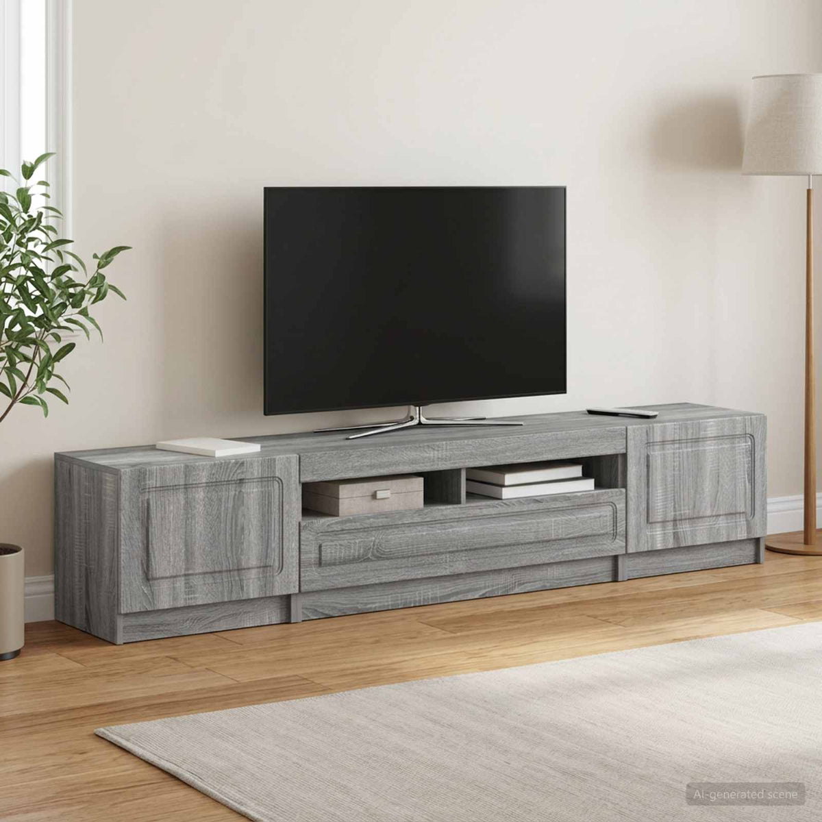 LED TV kabinet UTRECHT 3 kom. Siva Sonoma Konstruirano drvo 100 x 35 x 40 cm
