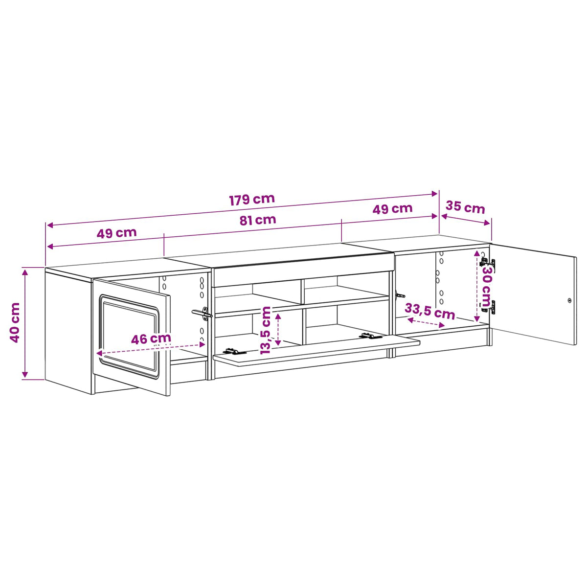 LED TV kabinet UTRECHT 3 kom. Siva Sonoma Konstruirano drvo 81 x 35 x 40 cm