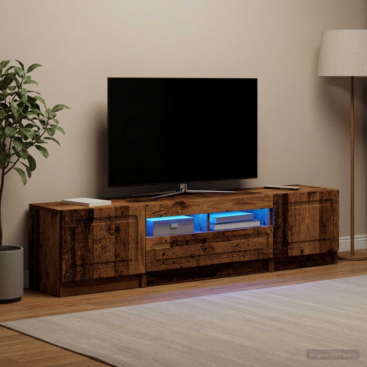LED TV kabinet UTRECHT 3 kom. Staro drvo Konstruirano drvo Siva 81 x 35 x 40 cm