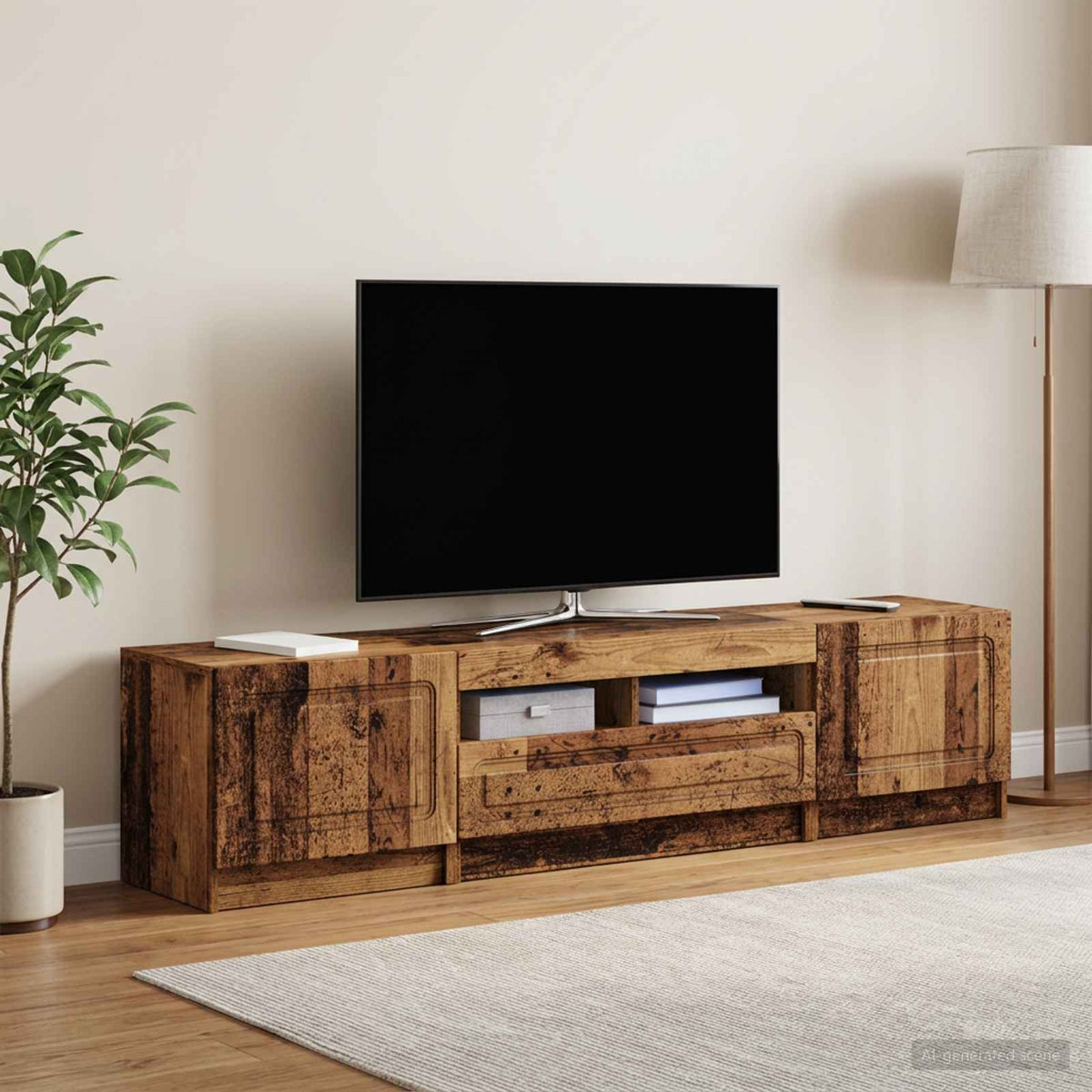 LED TV kabinet UTRECHT 3 kom. Staro drvo Konstruirano drvo Siva 81 x 35 x 40 cm