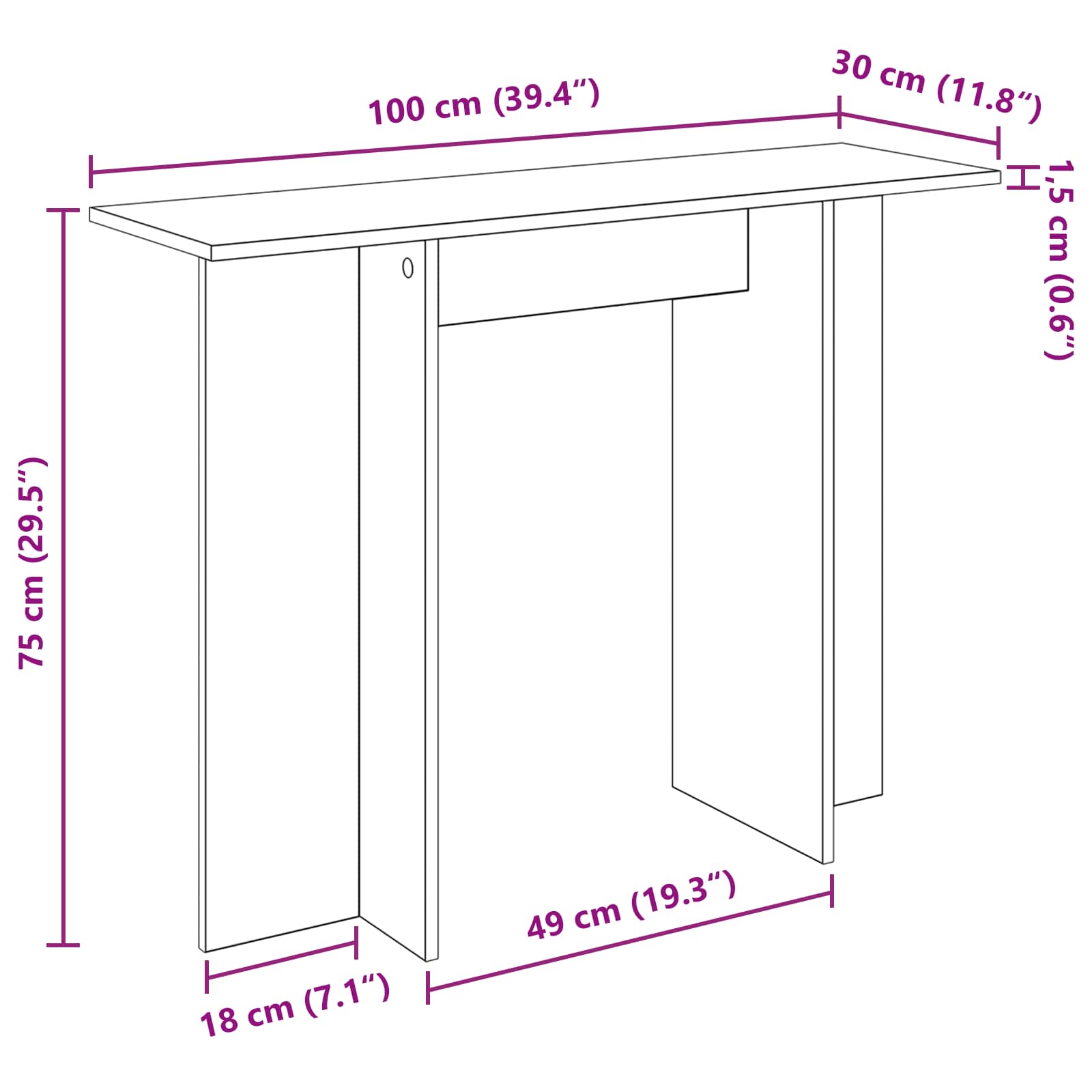 Konzolni stol Hrast sonoma 100 x 30 x 75 cm Konstruirano drvo