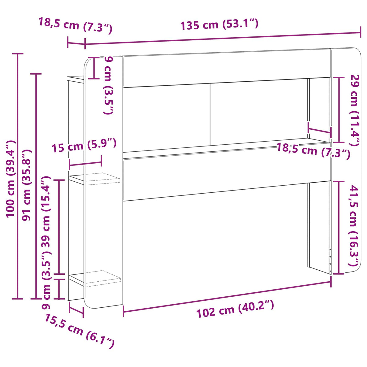 Glava kreveta s ormarićem Hrast artisan 120 cm