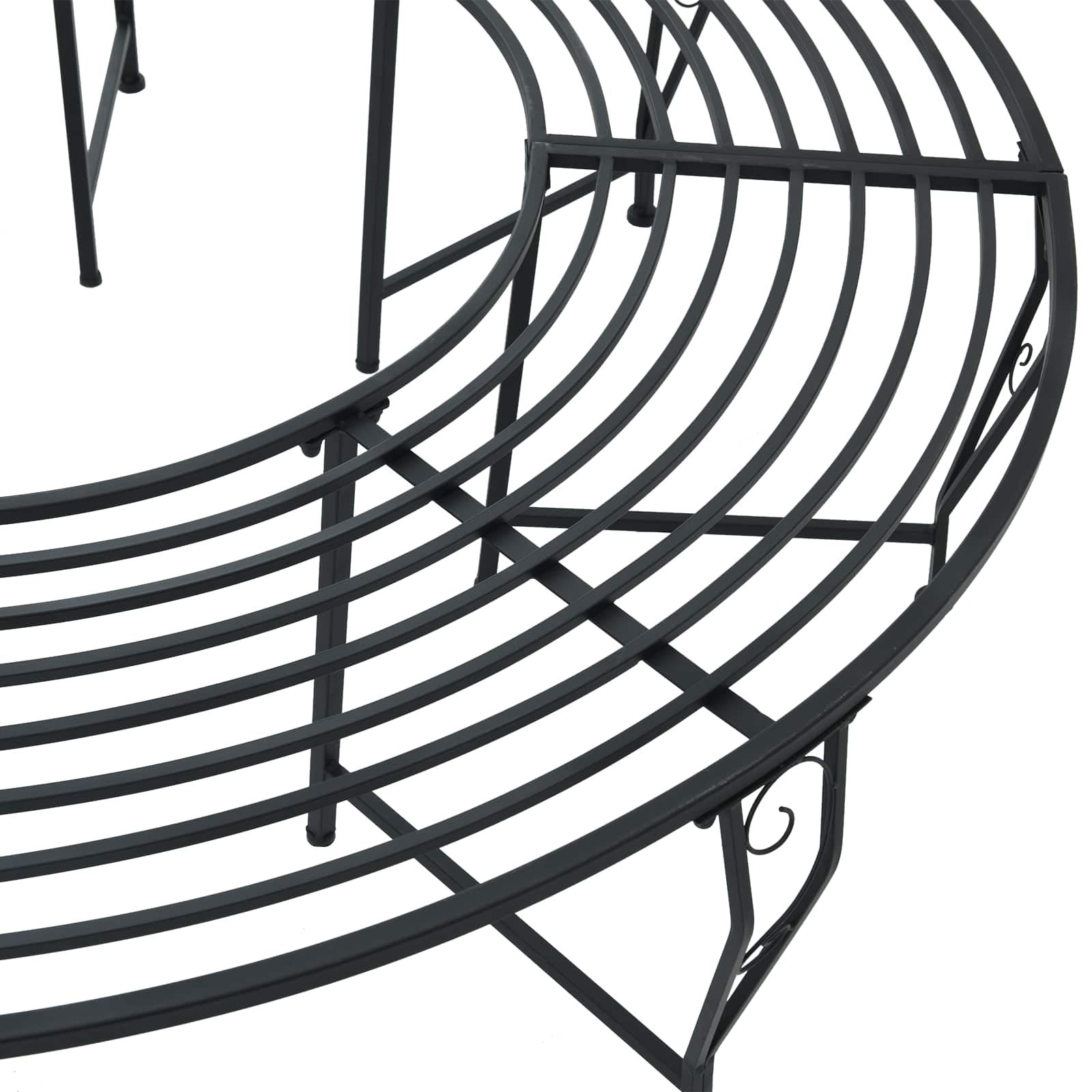 Klupa pod drvetom 8-Broj sjedala Ø 160 x 44 cm Čelik Crna