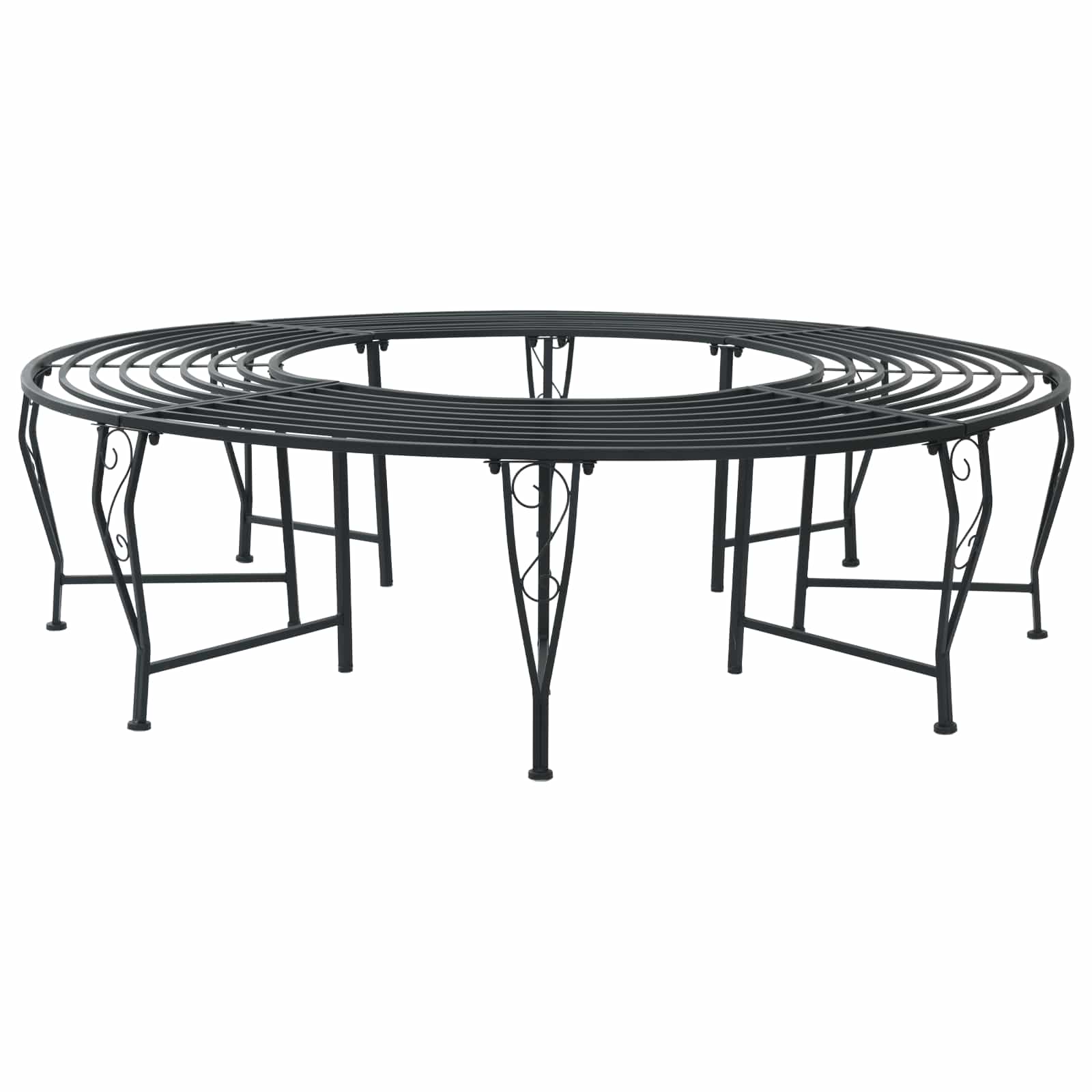 Klupa pod drvetom 8-Broj sjedala Ø 160 x 44 cm Čelik Crna