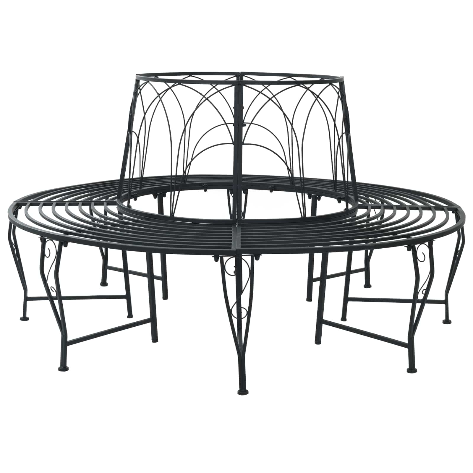 Klupa pod drvetom 8-Broj sjedala Ø 160 x 89 cm Čelik Crna