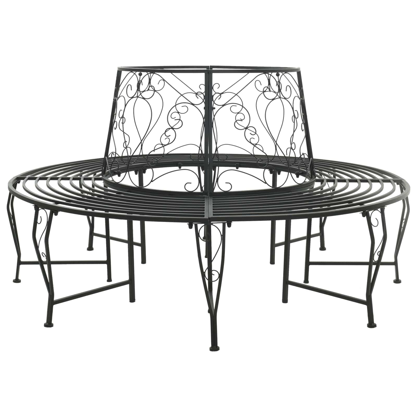 Klupa pod drvetom 8-Broj sjedala Ø 160 x 89 cm Čelik Crna