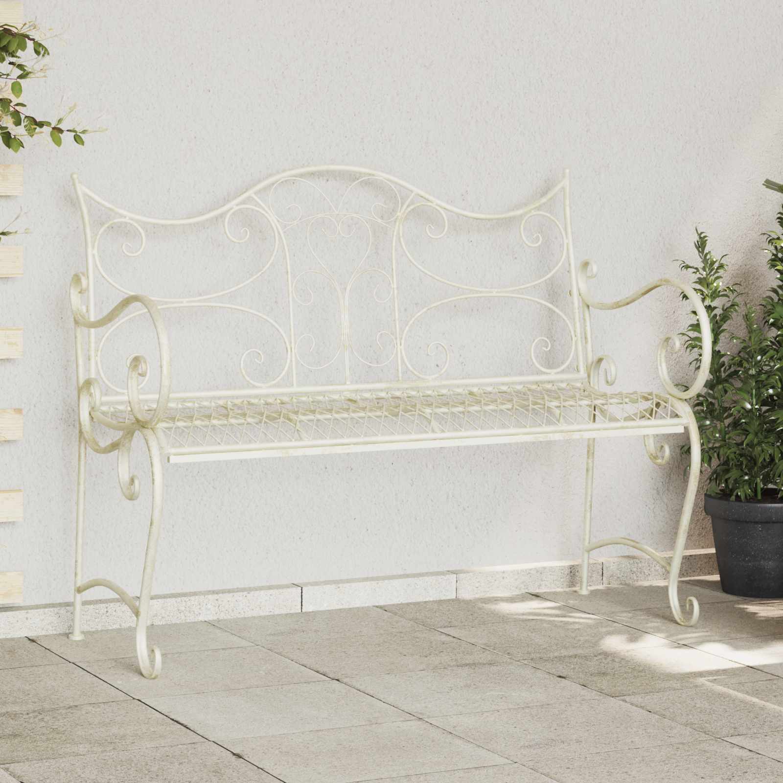 Vrtna klupa 2-Broj sjedala 114 x 56,5 x 90 cm Čelik Antič White