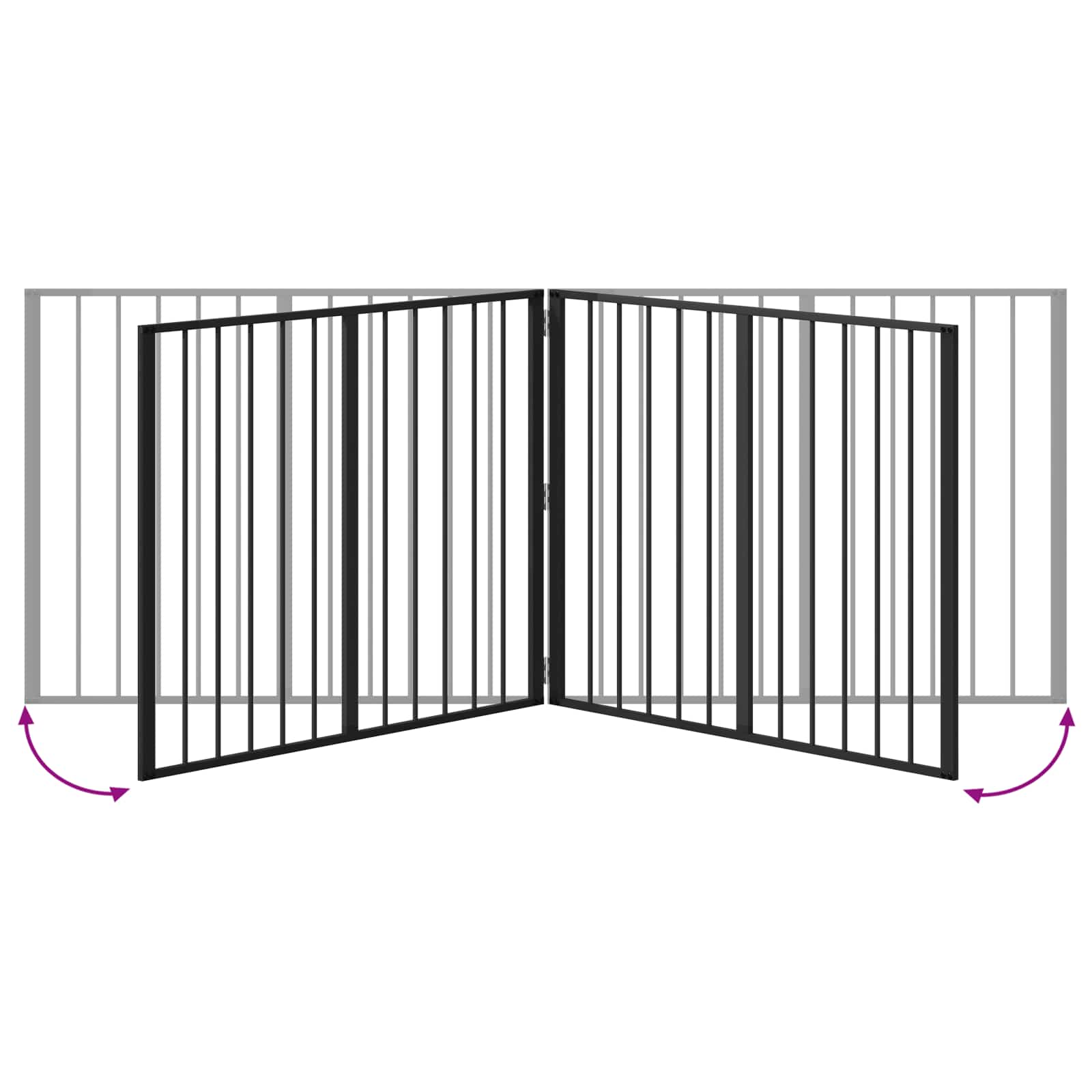 Vrata za pse 4 pcs Crna 100 x 80 cm Cinkani čelik