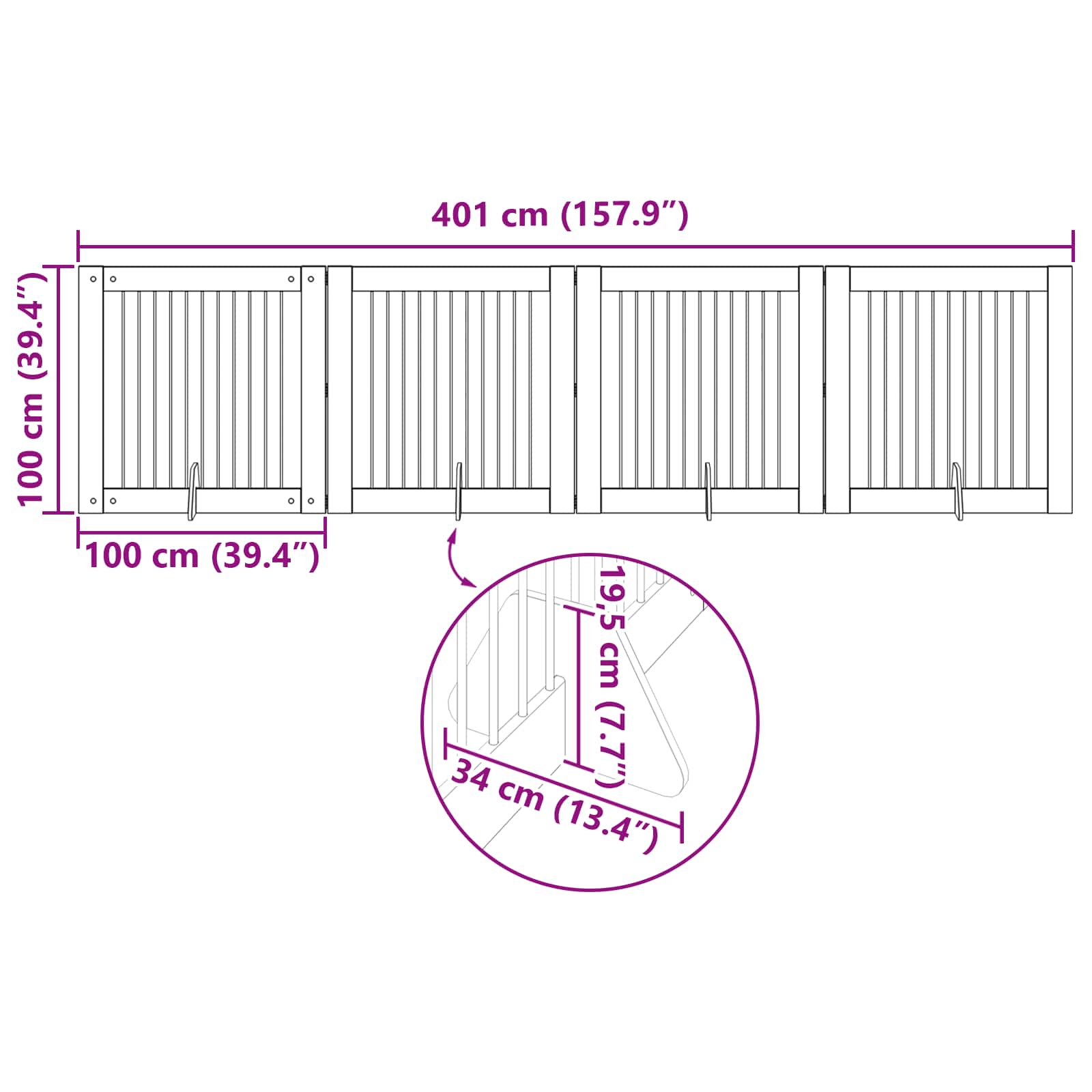 Vrata za pse s postoljem 4 pcs Hrast artisan 100 x 100 cm