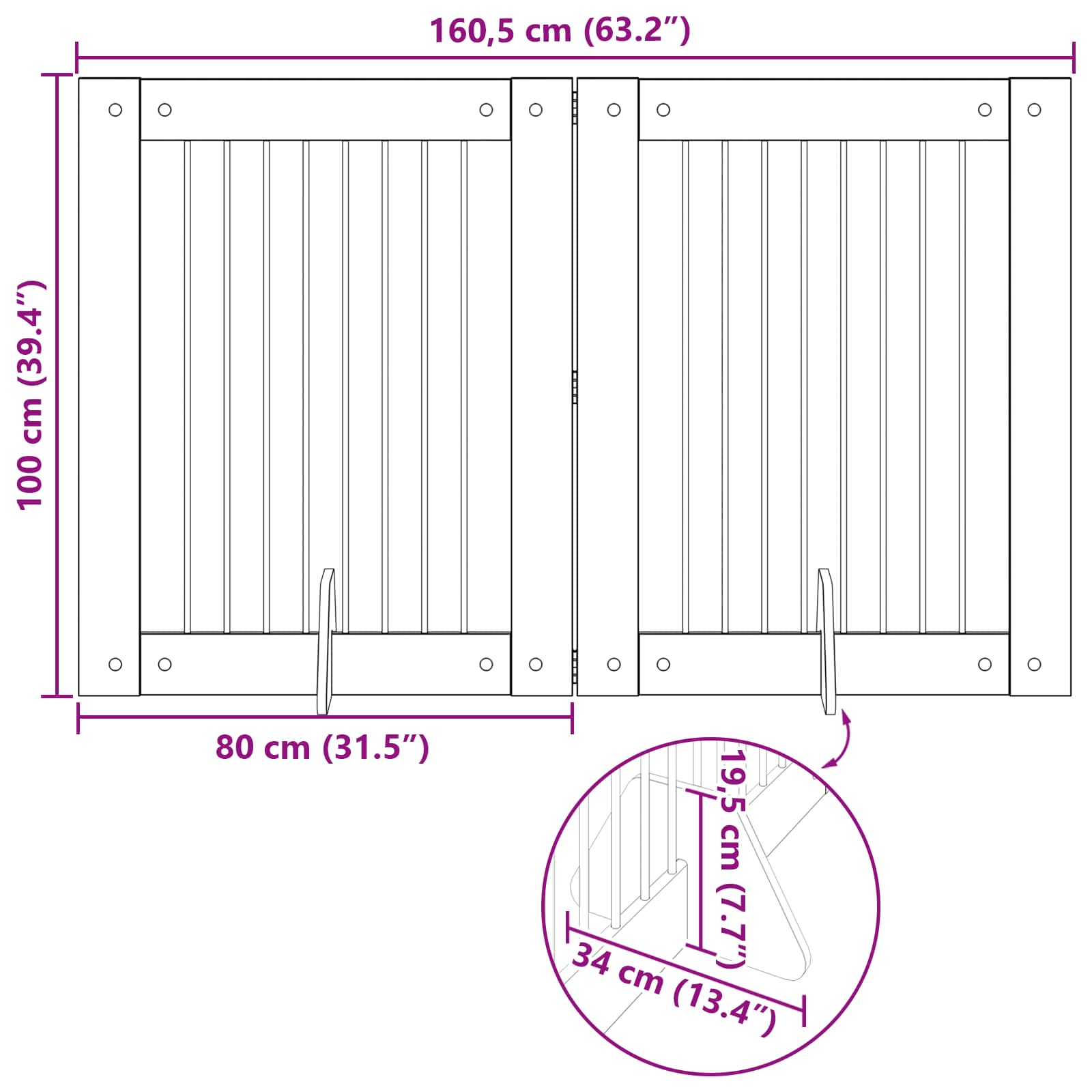 Vrata za pse s postoljem 2 pcs Hrast artisan 80 x 100 cm