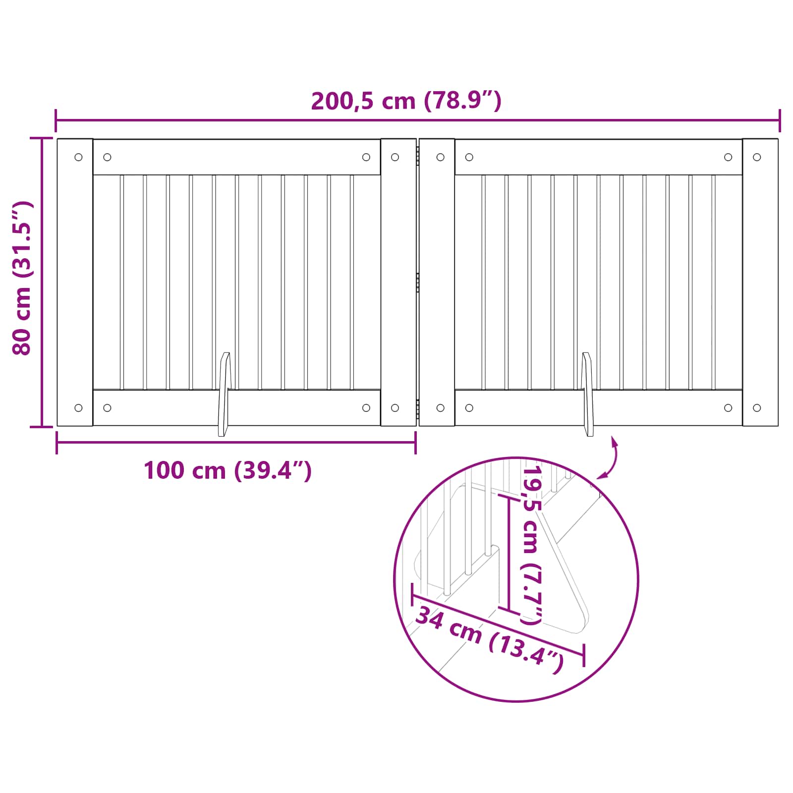 Vrata za pse s postoljem 2 pcs Hrast artisan 100 x 80 cm