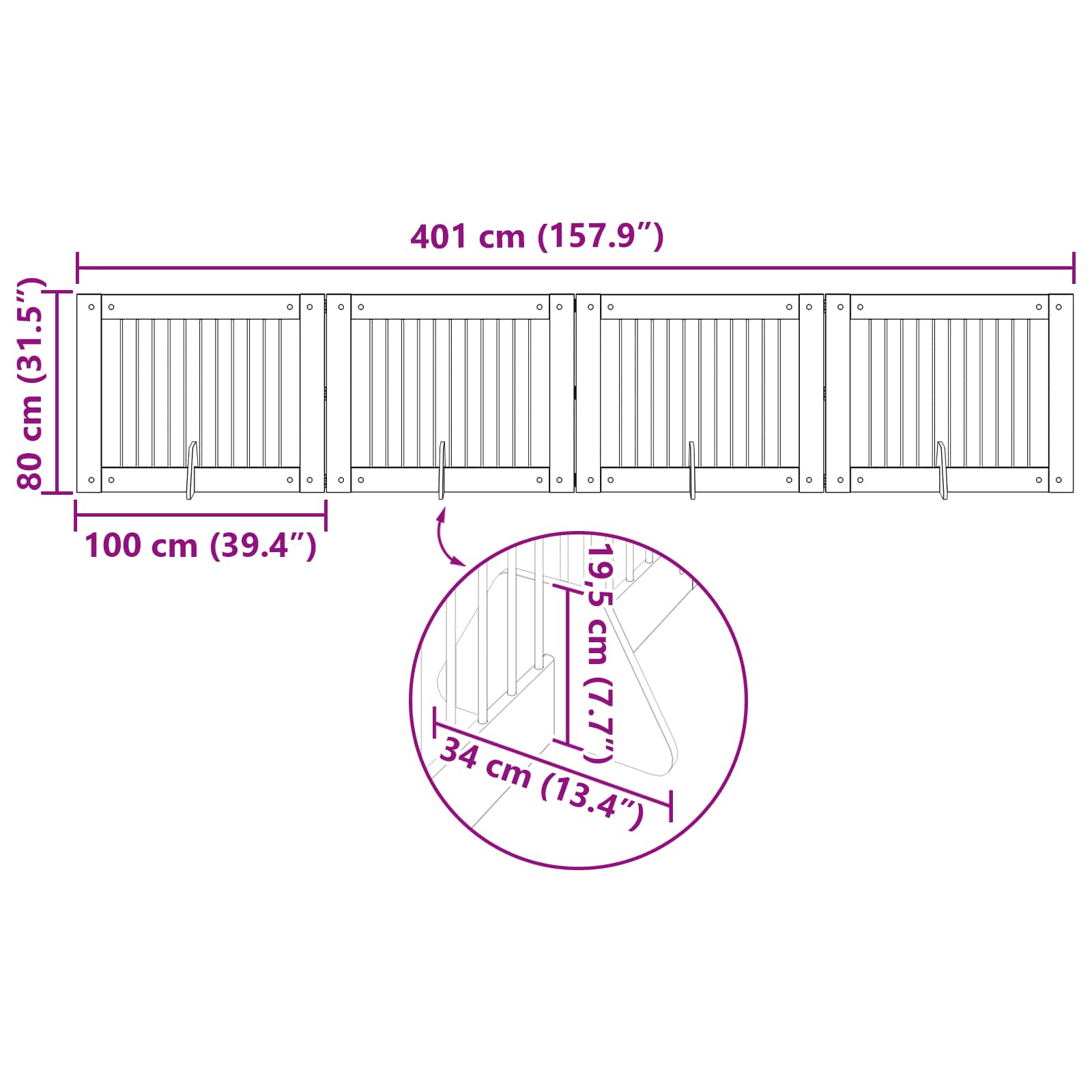 Vrata za pse s postoljem 4 pcs Hrast sonoma 100 x 80 cm