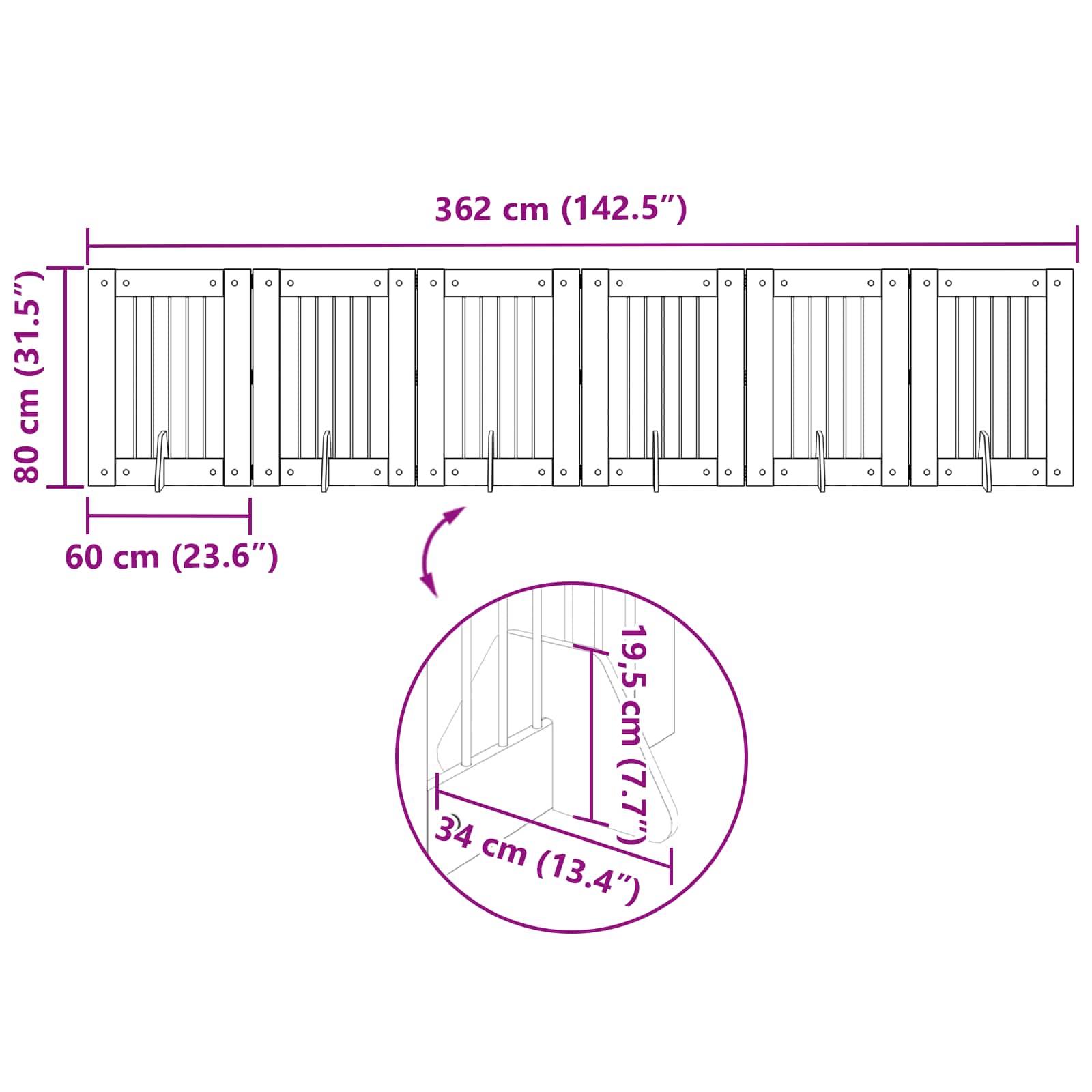 Vrata za pse s postoljem 6 pcs Hrast artisan 60 x 80 cm