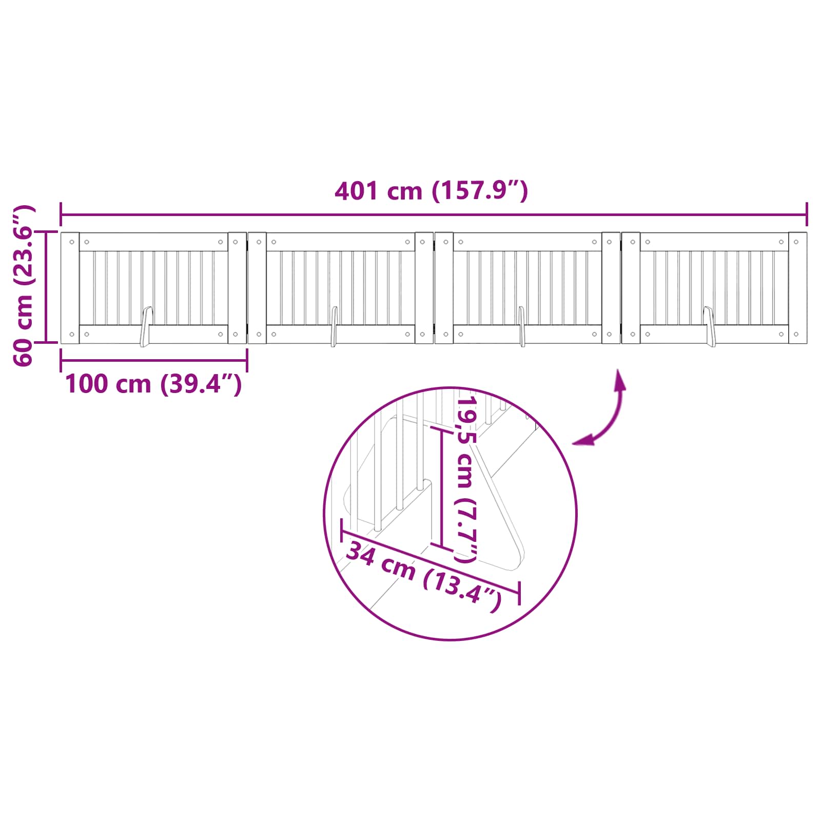 Vrata za pse s postoljem 4 pcs Hrast sonoma 100 x 60 cm
