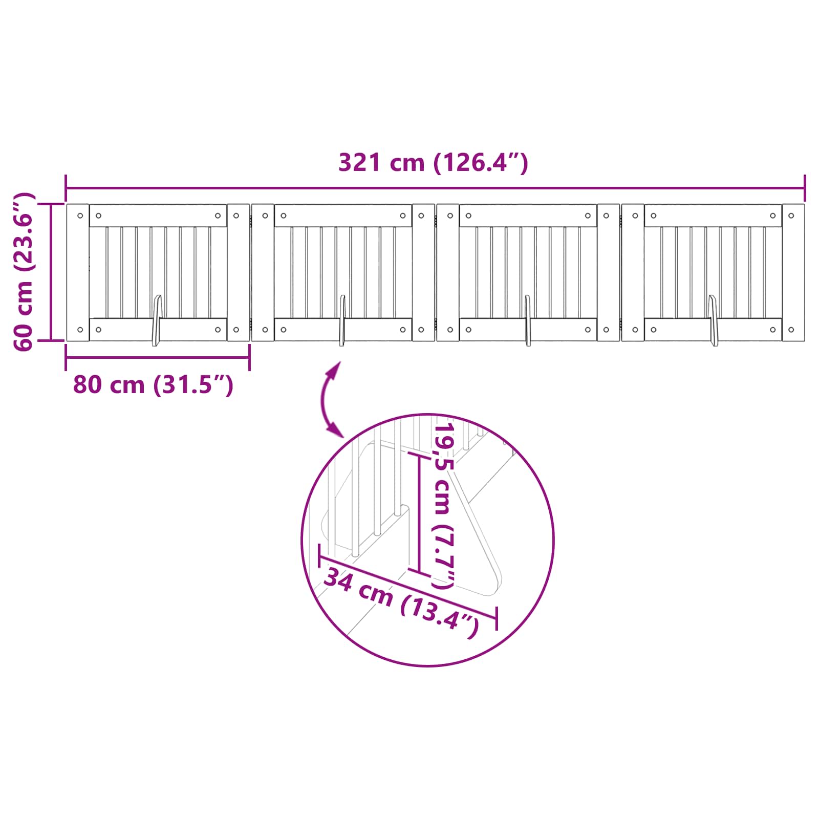 Vrata za pse s postoljem 4 pcs Hrast sonoma 80 x 60 cm