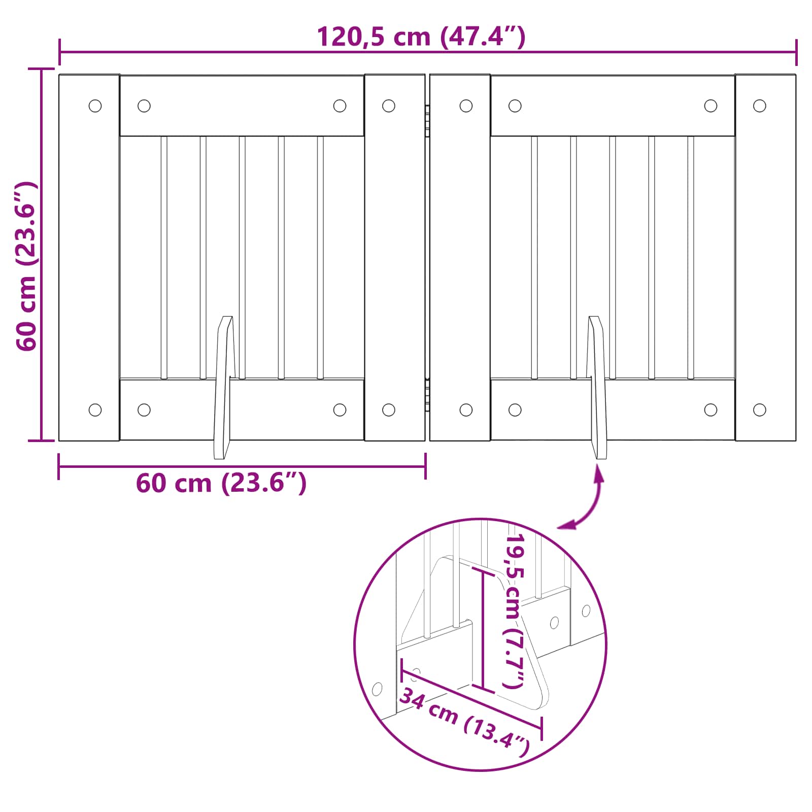Vrata za pse s postoljem 2 pcs Hrast artisan 60 x 60 cm
