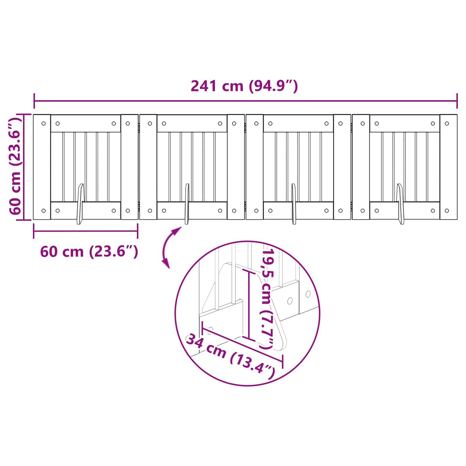 Vrata za pse s postoljem 4 pcs Hrast sonoma 60 x 60 cm