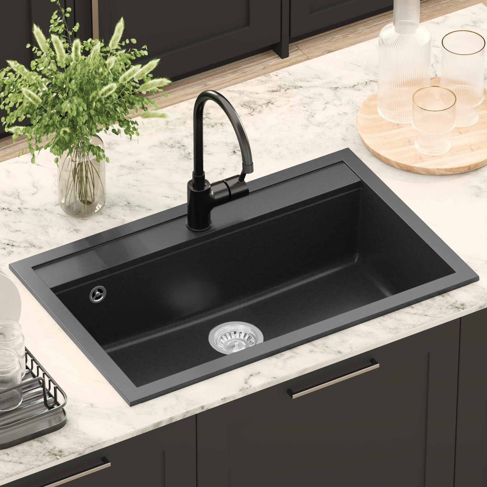 Umivaonik Crna 795 x 505 mm Granit