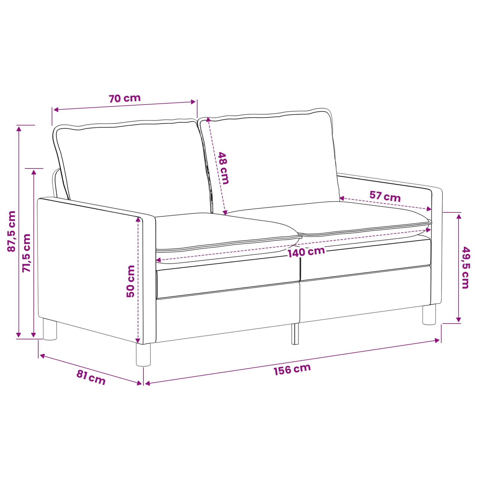 Set sofe 2 pcs Mornarsko plava Poliester